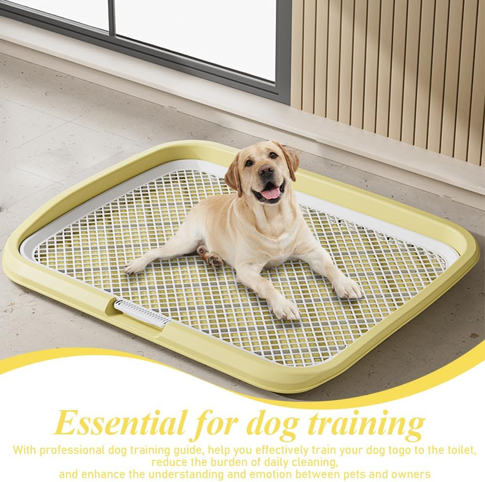 TOMVAES Small Puppy Dog Toilet, Dog Potty Train Pad Puppy with Protection Wall Mesh Grids Dog Toilet Dog Toilet, Reusable, Easy to Clean（Light Yellow） (Light Yellow, Extra Large) - Light Yellow image number 3