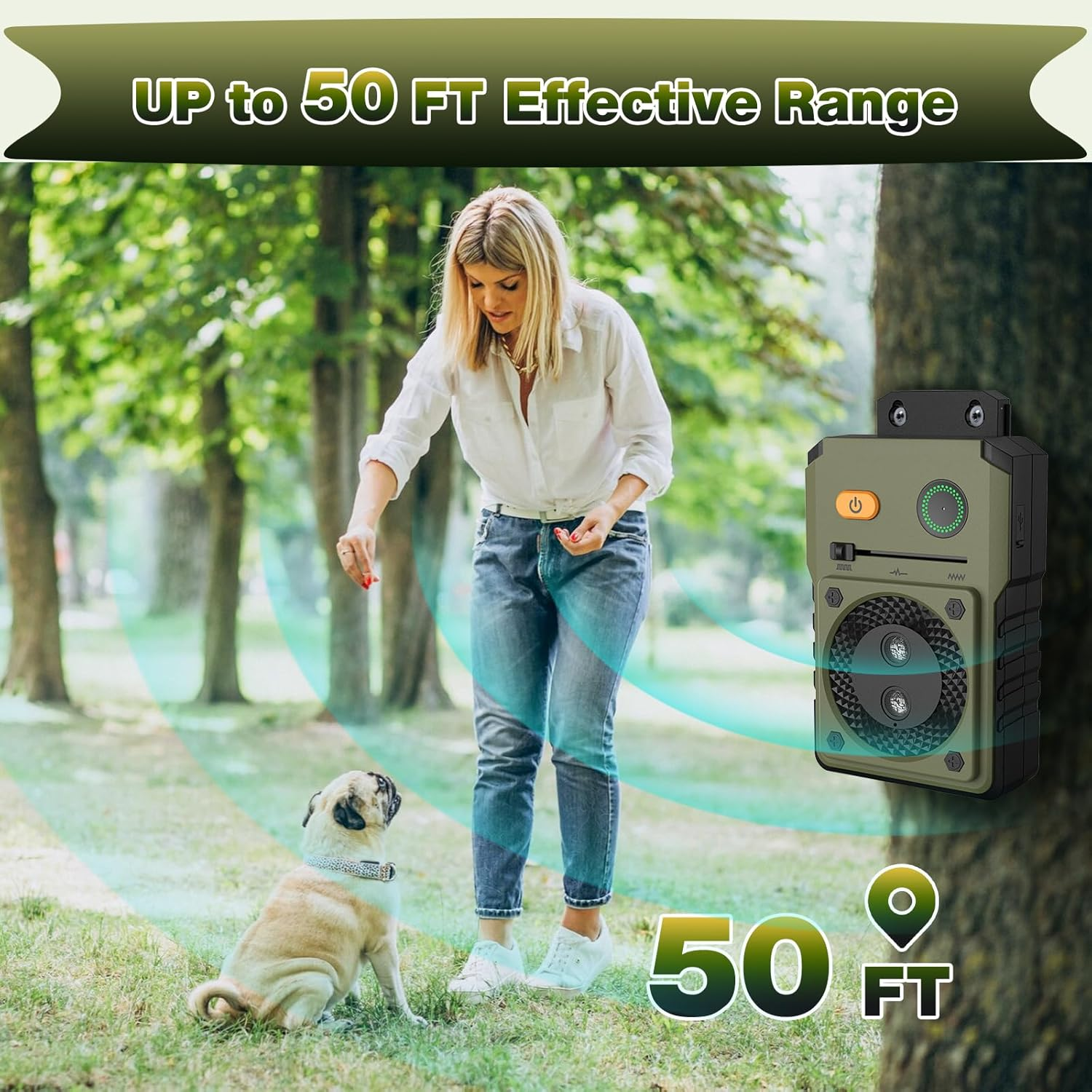 Bubbacare anti Bell Device Dogs, Ultrasonic Antibarking for Dogs with 3 Modes up to 50 Ft Effective Control Area, IPX4 Waterproof Anti-Barking Ultrasonic Device for Outdoor and Indoor Use image number 5