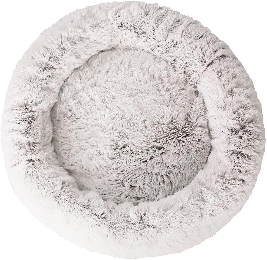 Pet Bed Dog Cat 110Cm Calming Extra Large Soft Plush White Brown Cozy Comfort image number 2