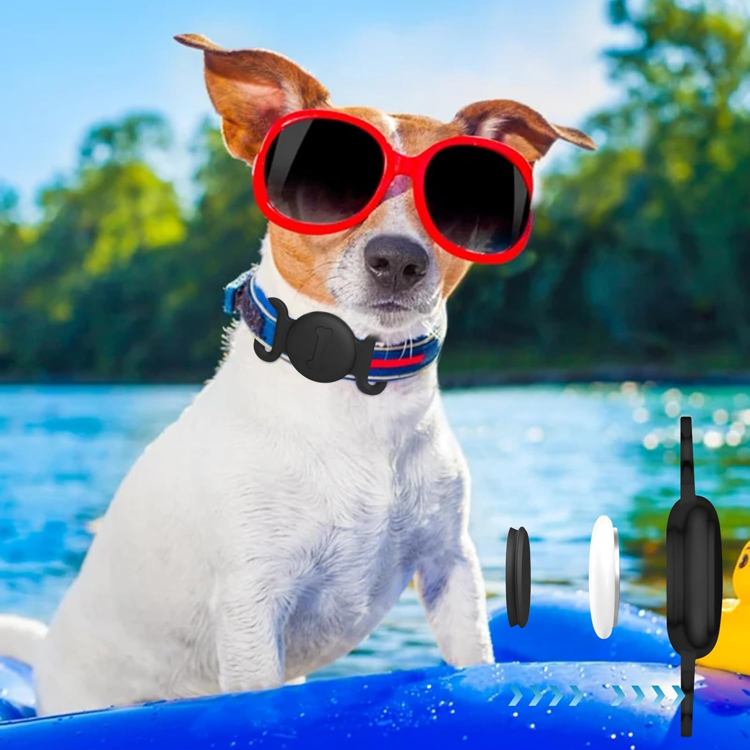 Leonids for Airtag Dog Collar Holders, Anti-Scratch Silicone Case for Apple Airtag for Dog (Black, Large for Dog) image number 6