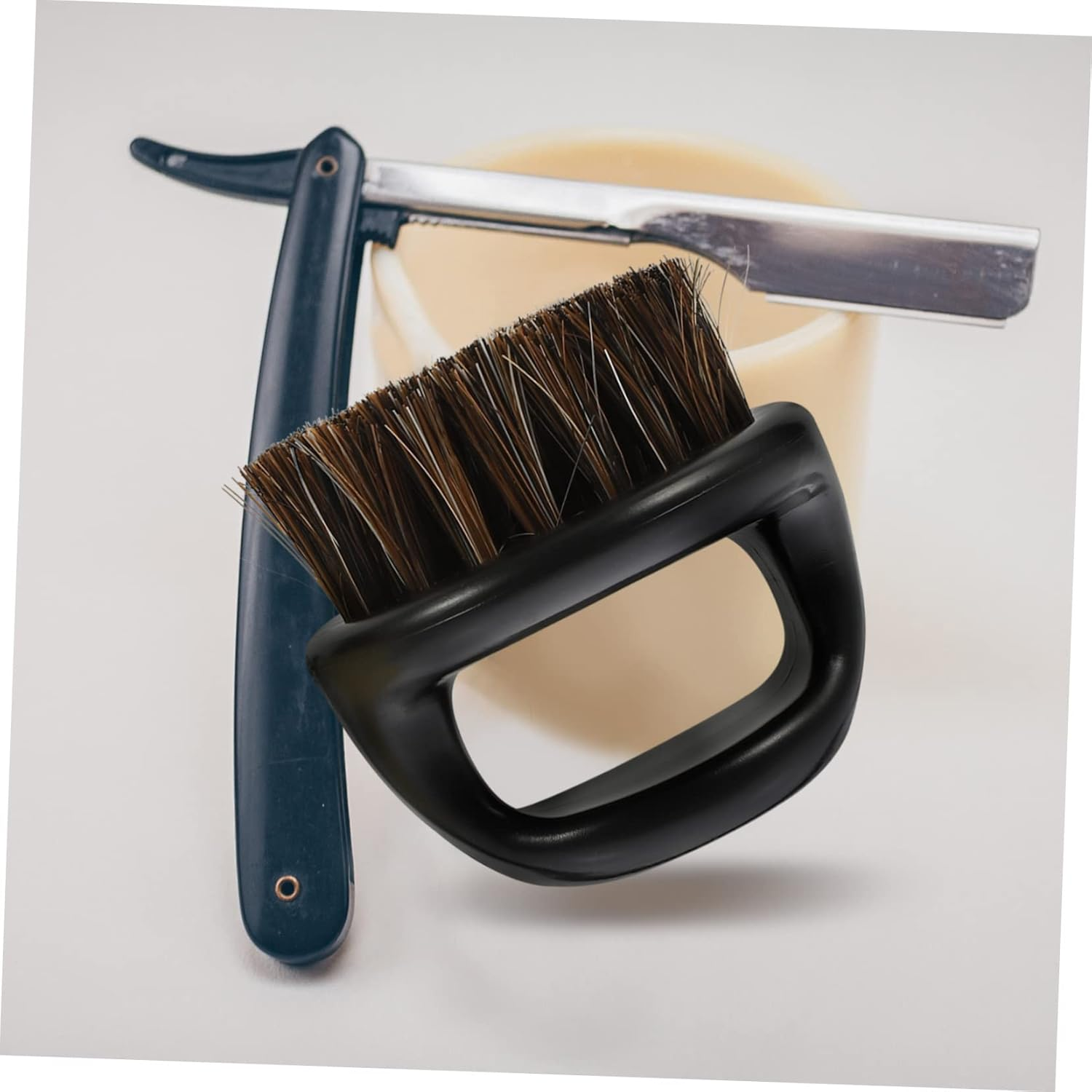 TOVINANNA 2Pcs Men'S Beard Brush Comb Hair Styling Shredded Hair Brush for Beard Maintenance Styling Black Beige Barber Shop Essential image number 5