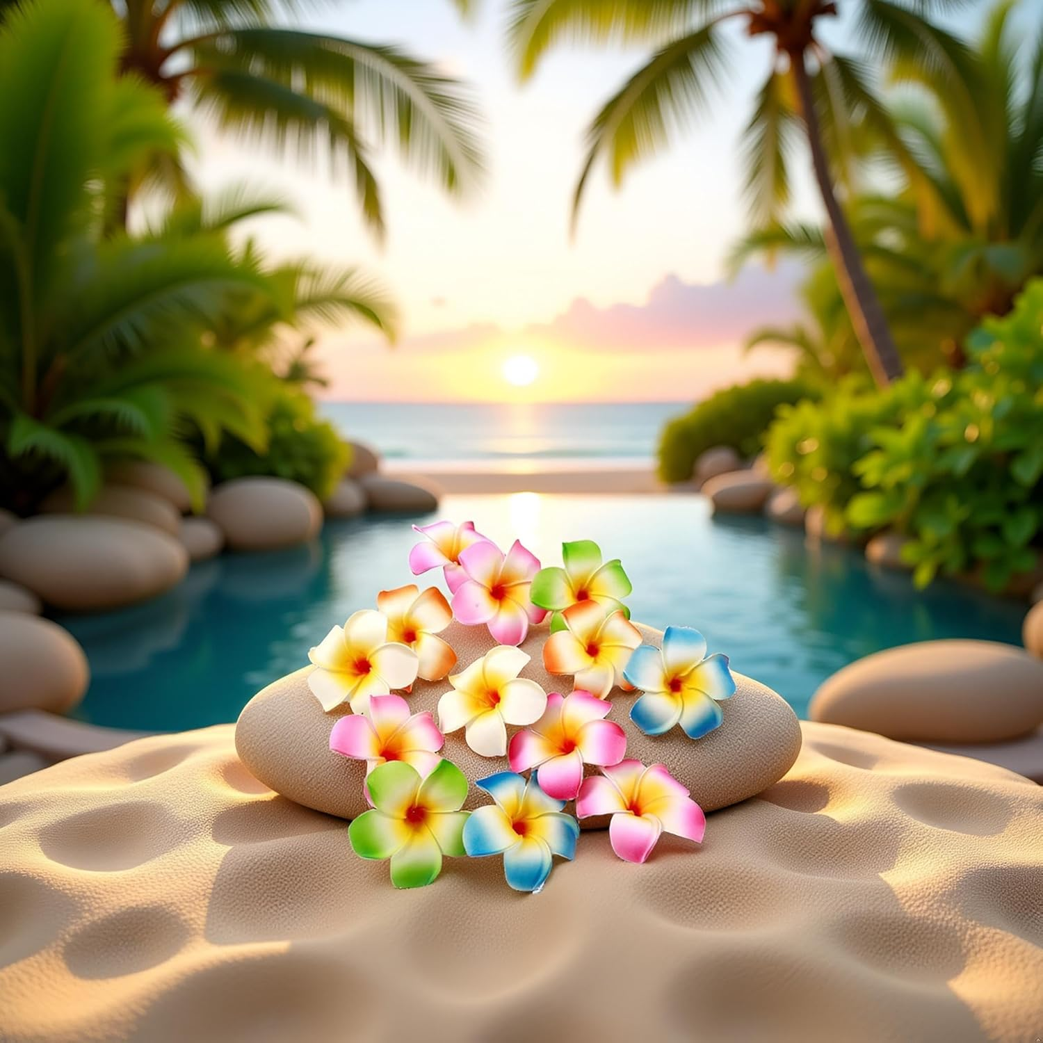 10Pcs Multicolor Hawaii Plumeria Flower Clips Hawaiian Flower Hair Barrettes Beach Party Hair Clips Artificial Tropical Flowers Hairpins for Wedding Hair Accessories Clips(7Cm)