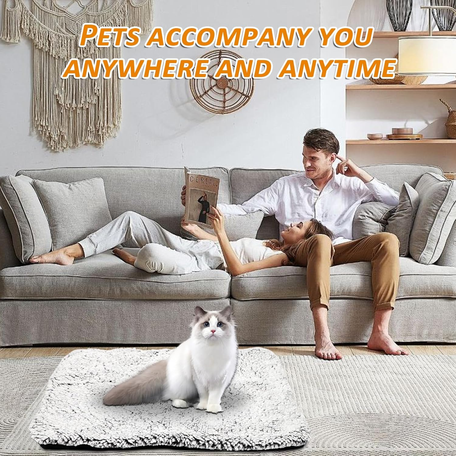 RANJIMA Electric Blanket for Dogs and Cats, 50 X 40 Cm Pets Heat Blanket Soft Cuddly Cat Blanket Washable Cover Cat Cushion Cat Bed Fluffy and Soft Fluffy Dog Blanket Cat Bed