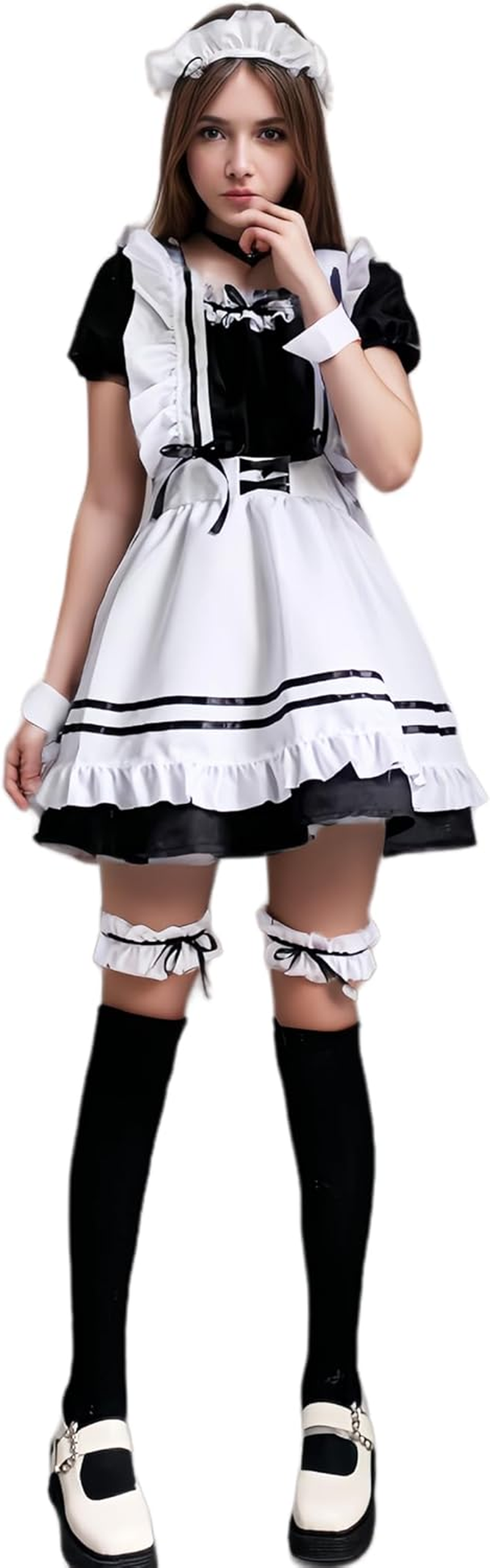 Maid Outfit Maid Cosplay Dress Cute Adult Halloween Christmas Party Costume with All Accessories image number 3