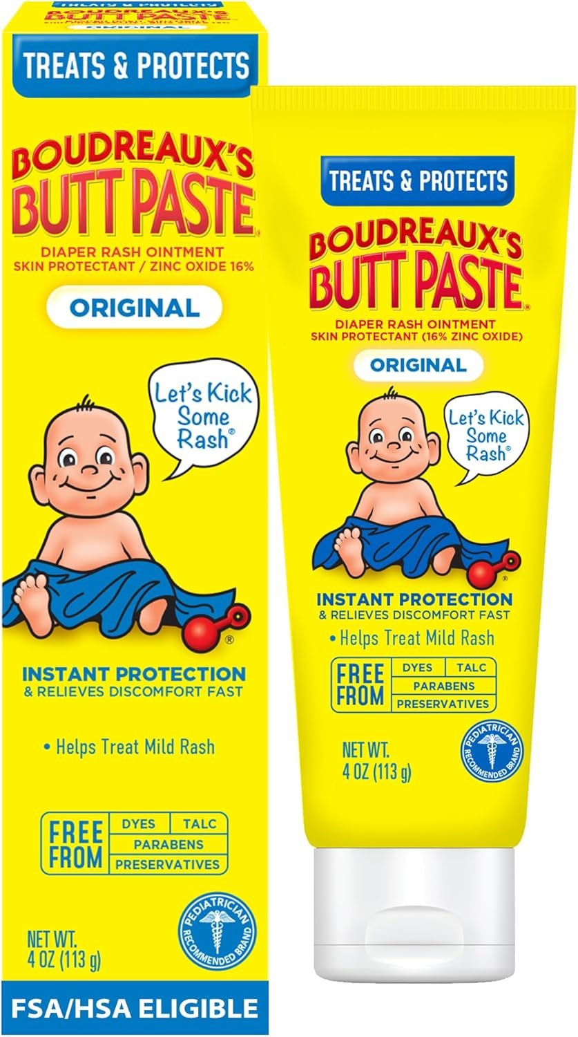 Boudreaux'S Butt Paste Diaper Rash Ointment | Original | 4 Oz. Tube | Paraben & Preservative Free