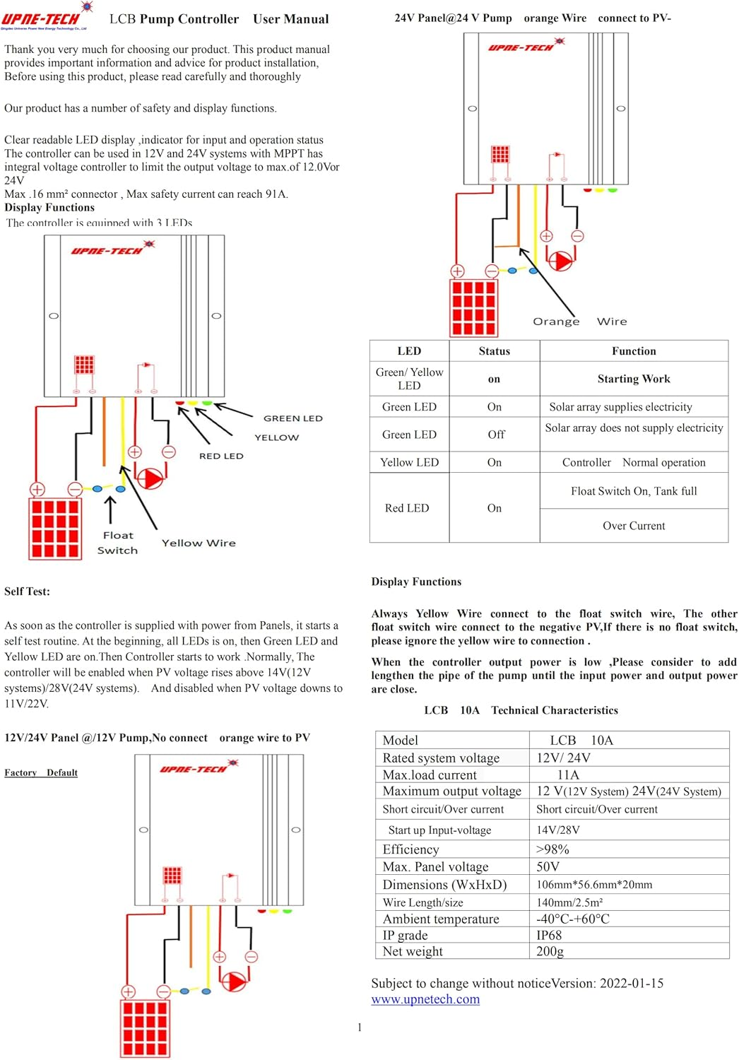 Solar Pump Controller, LCB 10A,IP68;DC Pump Controller,Linear Current Boosters Used in Solar Direct Pumping Applications;Compatible Models: 12V or 24 VDC Pumps; Input Voltage: 16 - 50 DC Volts PV Array. image number 4