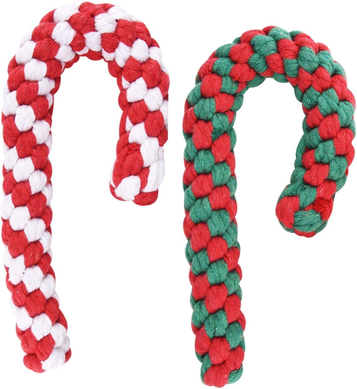 Christmas Stocking Toy，2 Pack Christmas Dog Rope Toy Gift Set Candy Cane Rope Toy Cotton Chew Toy for Puppy Medium and Largr Dogs Teething Cleaning and Training image number 1