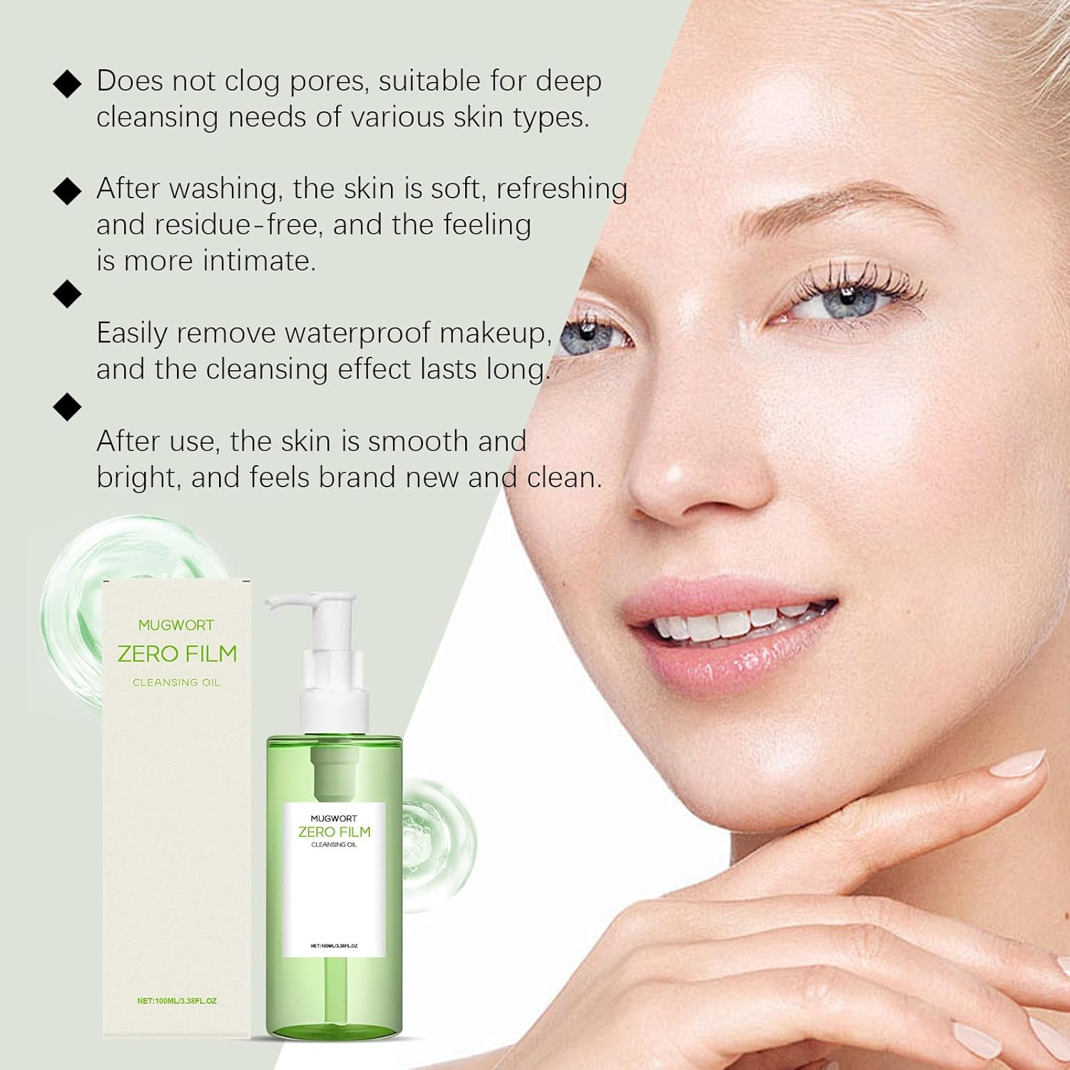 Mugwort Zero Film Cleansing Oil, Purifying Oil Cleaner, Natural Facial Oils Cleanser, Deep Cleansing Oils for Face, Moisturizing Oi/L Cleanser, Daily Makeup Blackhead Removal No Pore Clogging (1Pcs) - 3Pcs image number 7