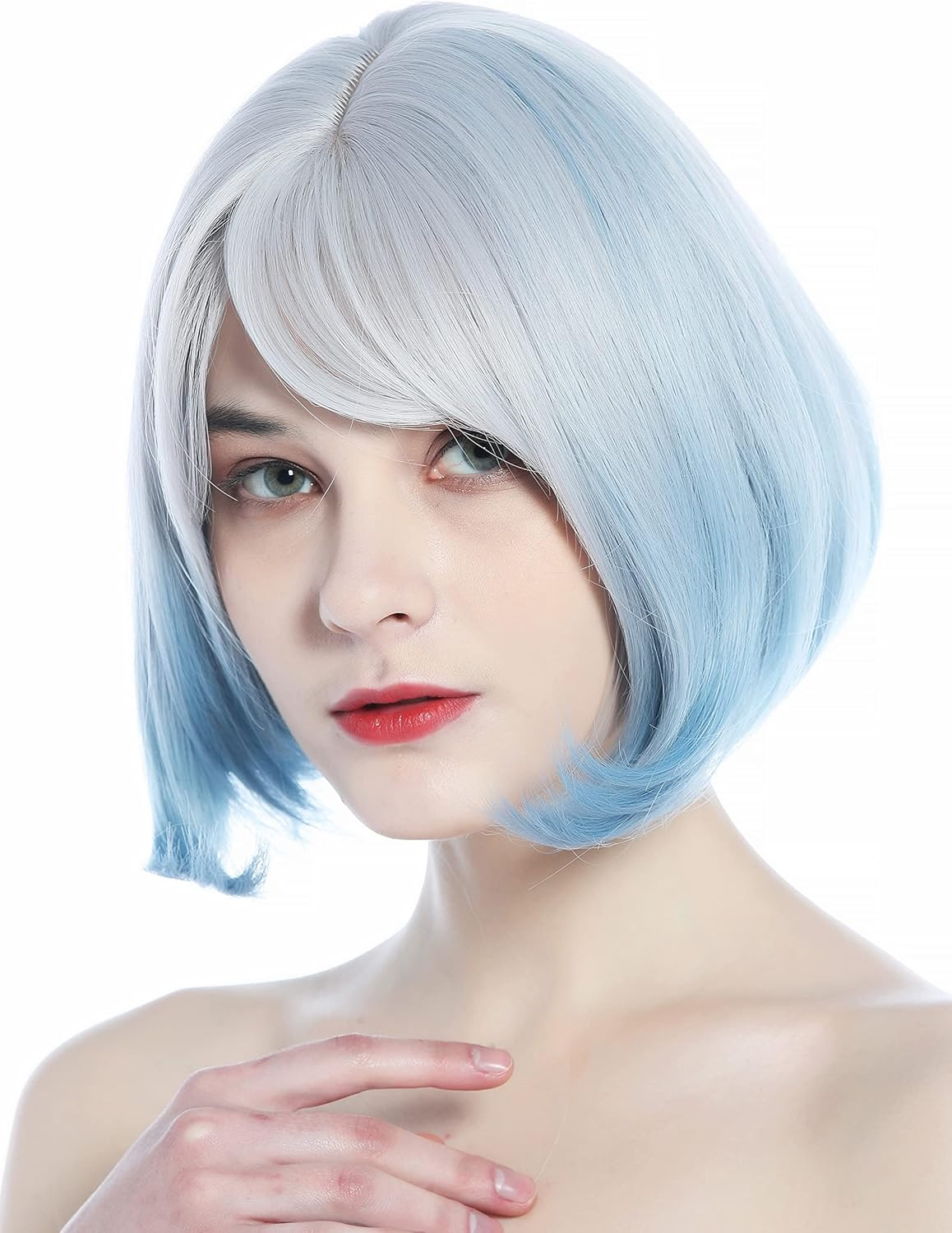 WIG ME up - DL228-88AR3904 Women'S Wig Short Bob Blue Light Blue Silver Highlighted image number 1