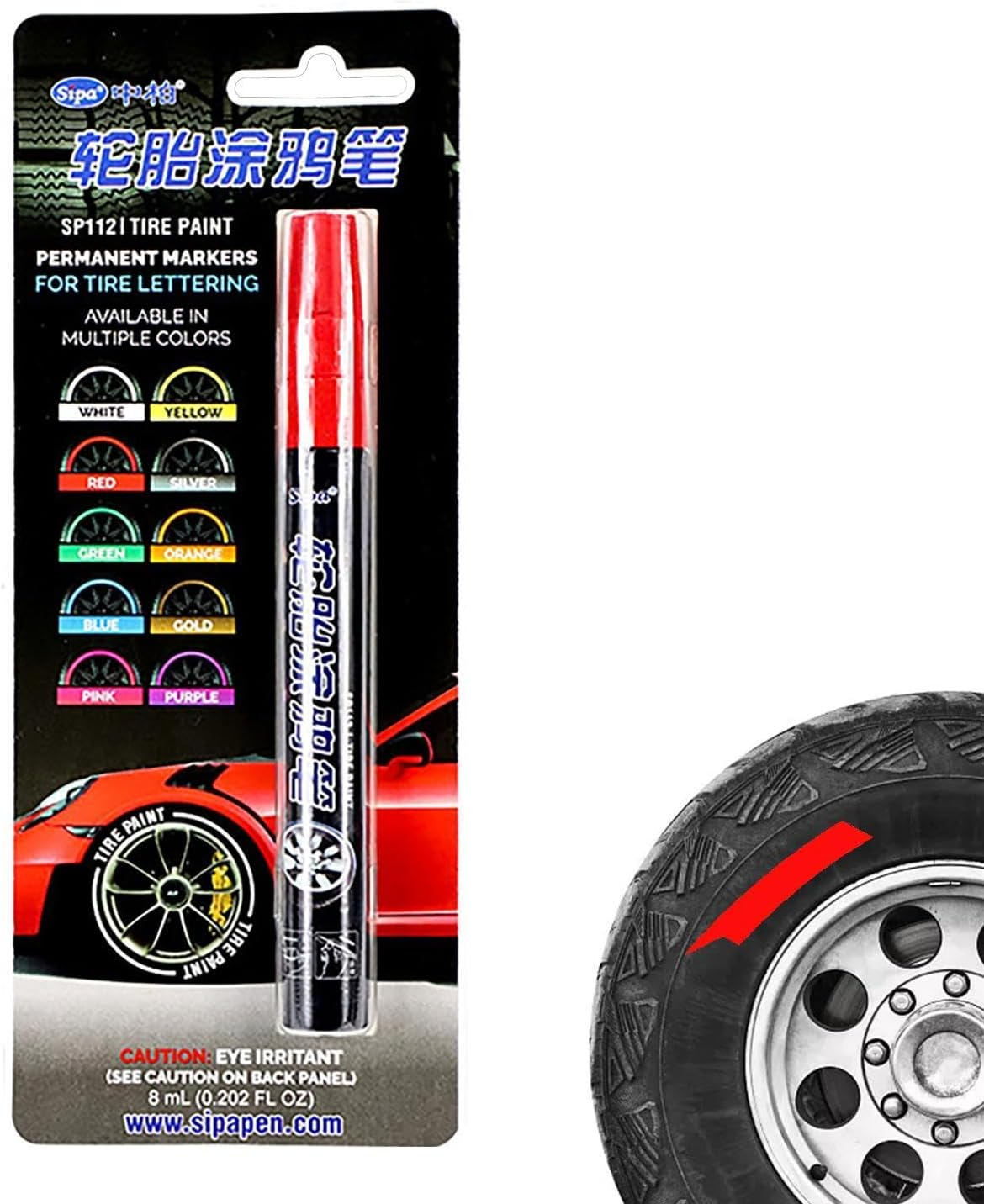 Tire Paint, Colorful Tire Tire Paint, Tire Paint, Auto Tire Waterproof Paint Marker, Smooth Ink Touch-Up for Tires, Glass Cans, Stones, Canvas Shoes, and Courtyard image number 6