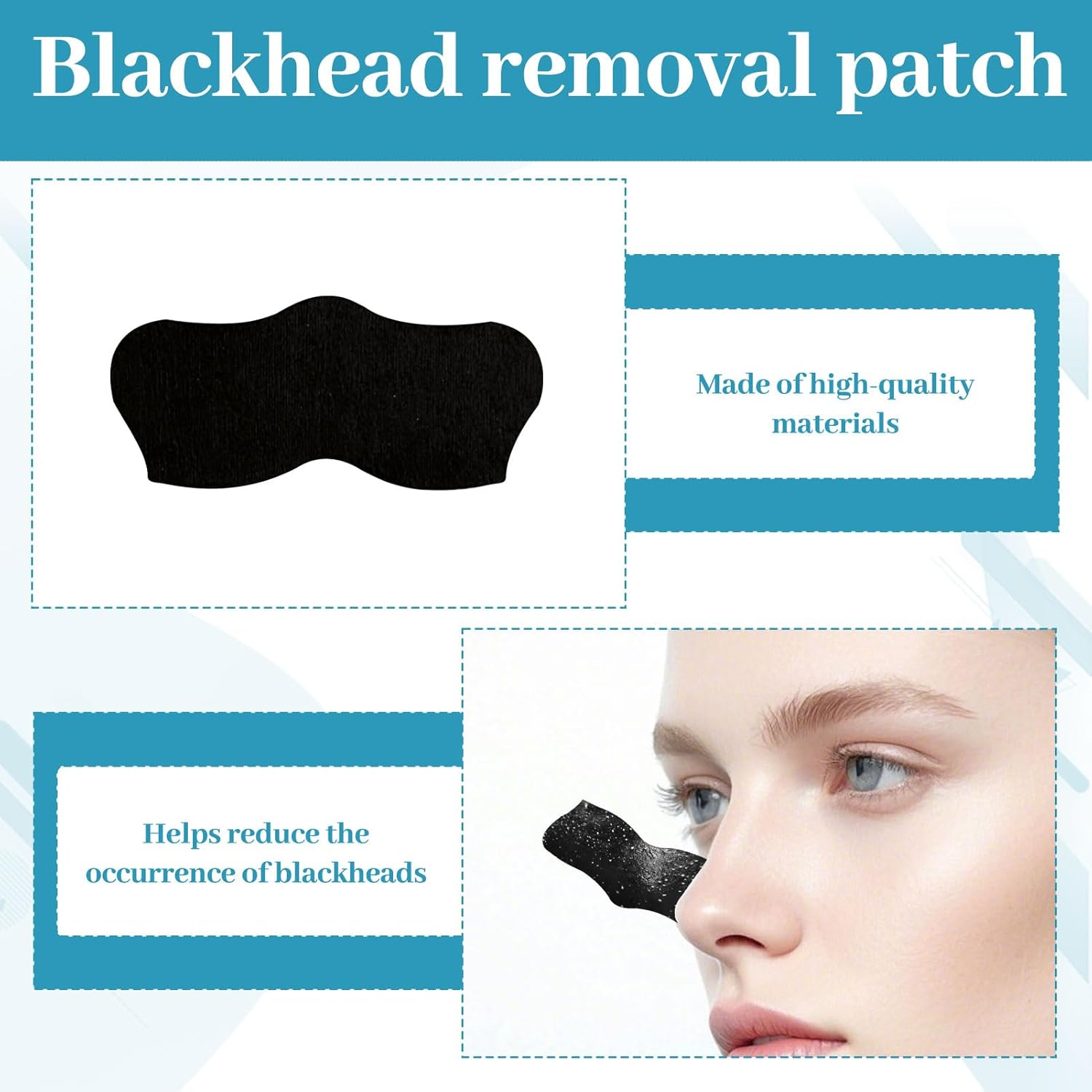 Nose Pore Strips, 50 Pcs Blackhead Strips, Nose Strips Blackhead Remover, Deep Cleansing Charcoal Black Heads Remover, Skin Care Tools with Instant Blackhead Removal, Suitable for Men and Women