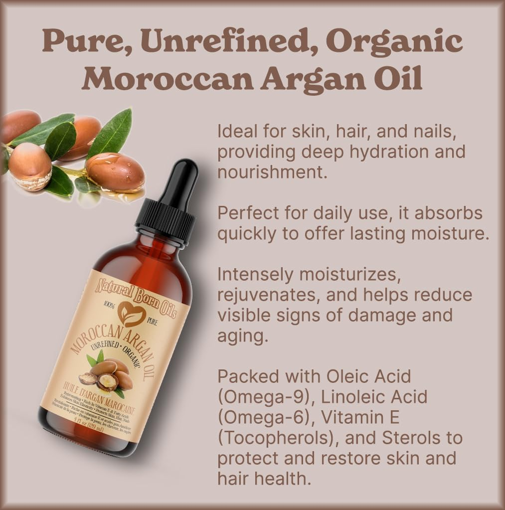 8Oz Moroccan Argan Oil, 100% Pure and Natural, Cold-Pressed, Organic - Works Magic on Your Skin and Hair - Includes Pump & Flip Cap image number 5