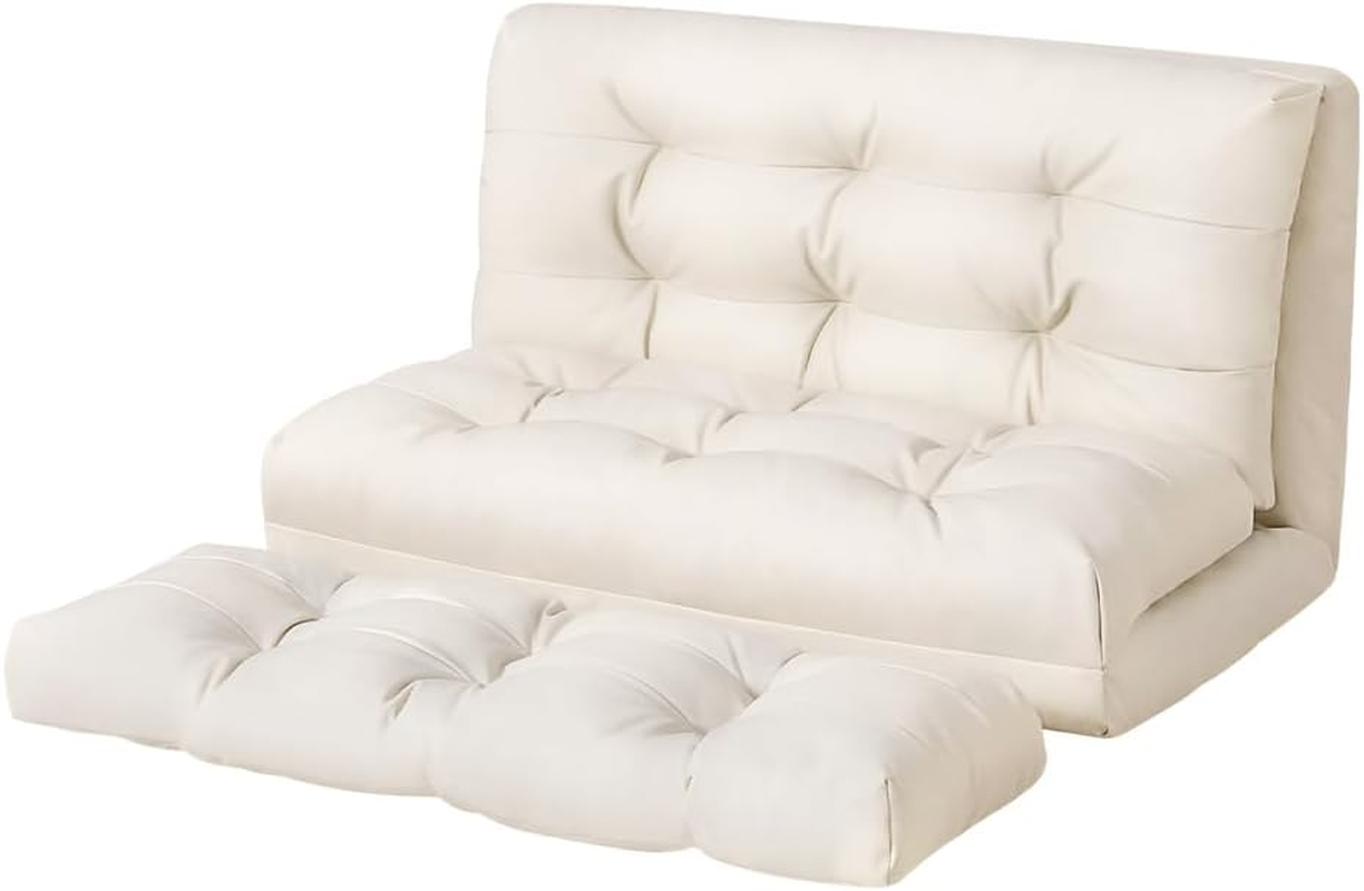 Artiss Floor Lounge Sofa Bed Chair Recliner Chaise Pillow Leather Foldable White image number 6
