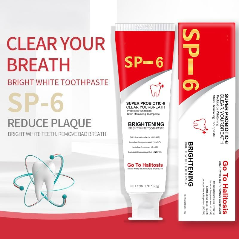 SP-6 Ultra Whitening Toothpaste, Deep Cleaning Care Fresh Breath Super Probiotic Toothpaste with Probiotic Oalance Oral Microbiot,120G/4.23Oz (1) image number 3
