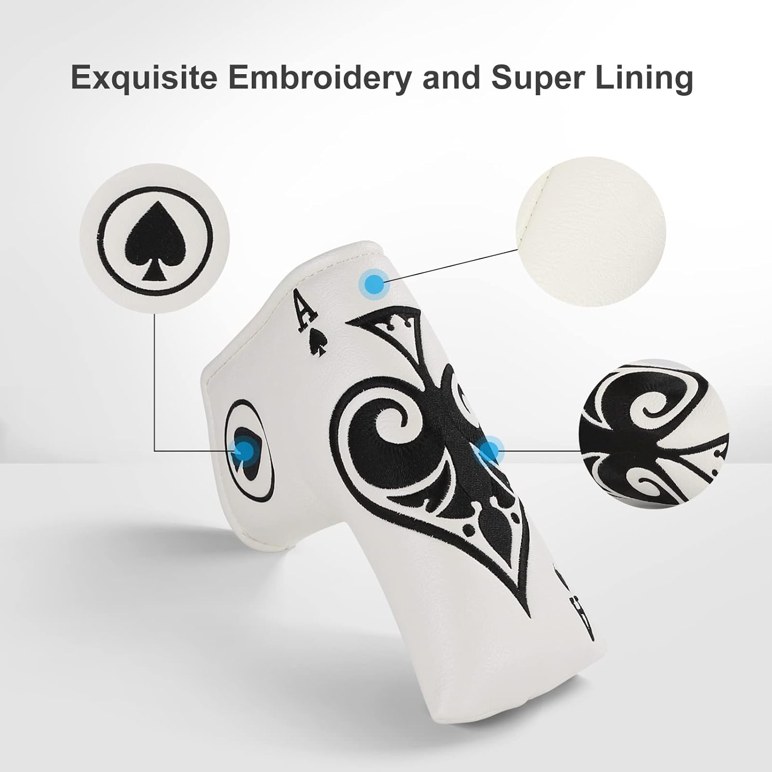 Gonafit Golf Blade Putter Head Cover Headcover Synthetic Leather Magnetic Closure for Scotty Cameron Odyssey Ping White