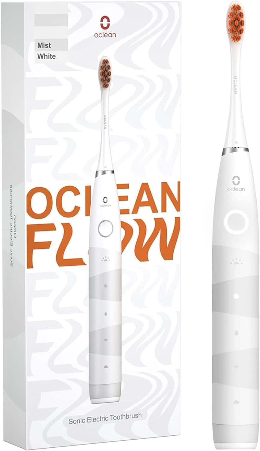 Oclean Flow Sonic Electric Toothbrush &ndash; 180-Day Battery, 5 Modes, Dupont Brush Head, Timer, IPX7 Waterproof &ndash; Oral Hygiene - White