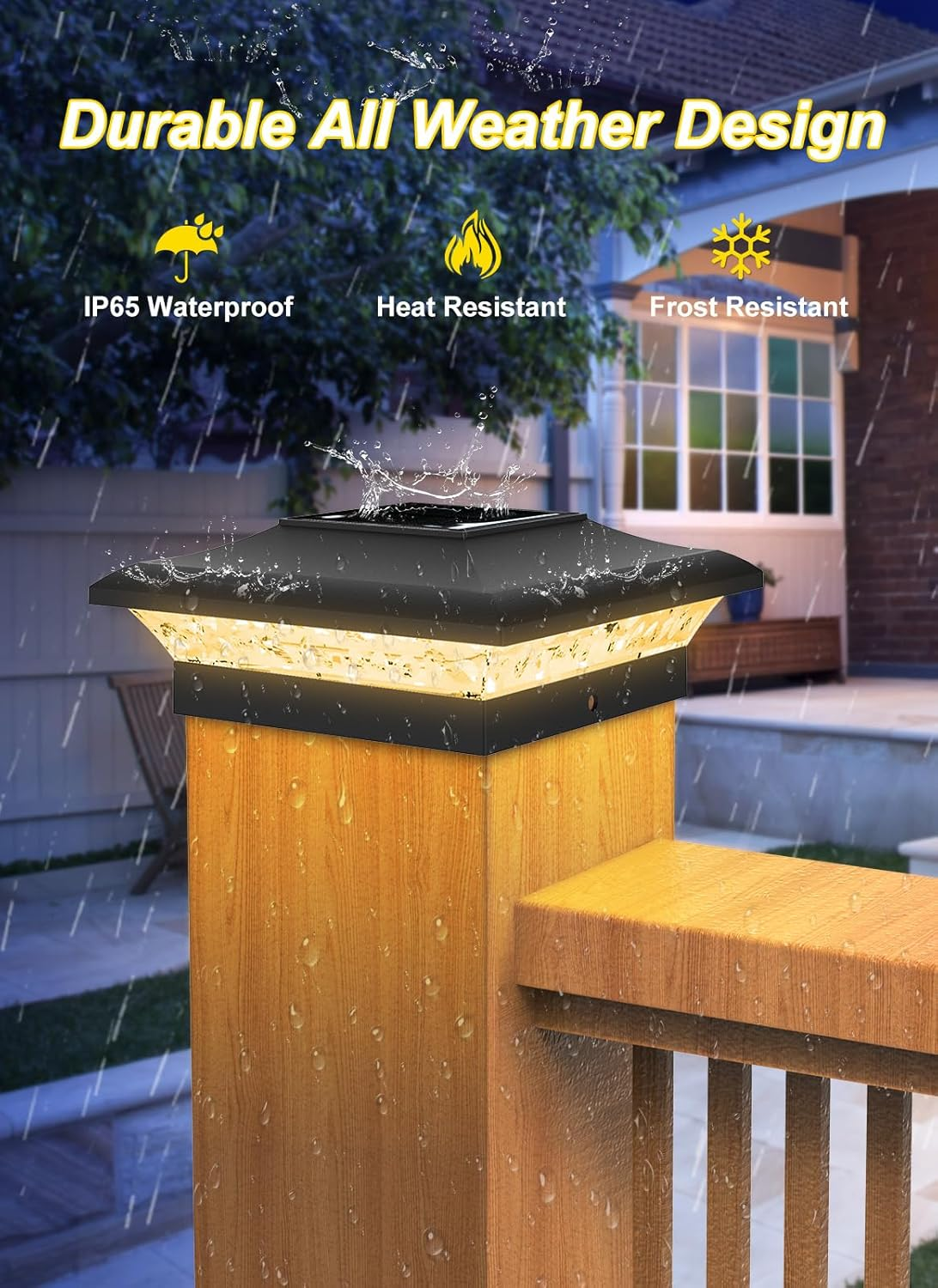 T-SUN Solar Post Cap Lights 6 Pack for 4X4 Vinyl/Wooden Posts, Waterproof Outdoor Warm/Cool White（3000K/6000K） Solar Powered Deck/Garden/Patio Lighting image number 2