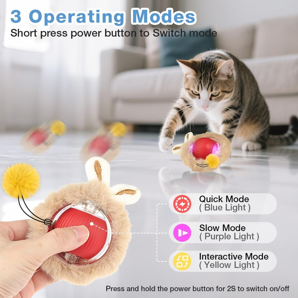 AYESY Cat Toys Ball for Indoor Adult Cats,Interactive Cat Toy, Automatic Random Rolling Ball Kitten Toys with Mat, Rechargeable & Motion Activated, Hide and Seek Game(Round) image number 6