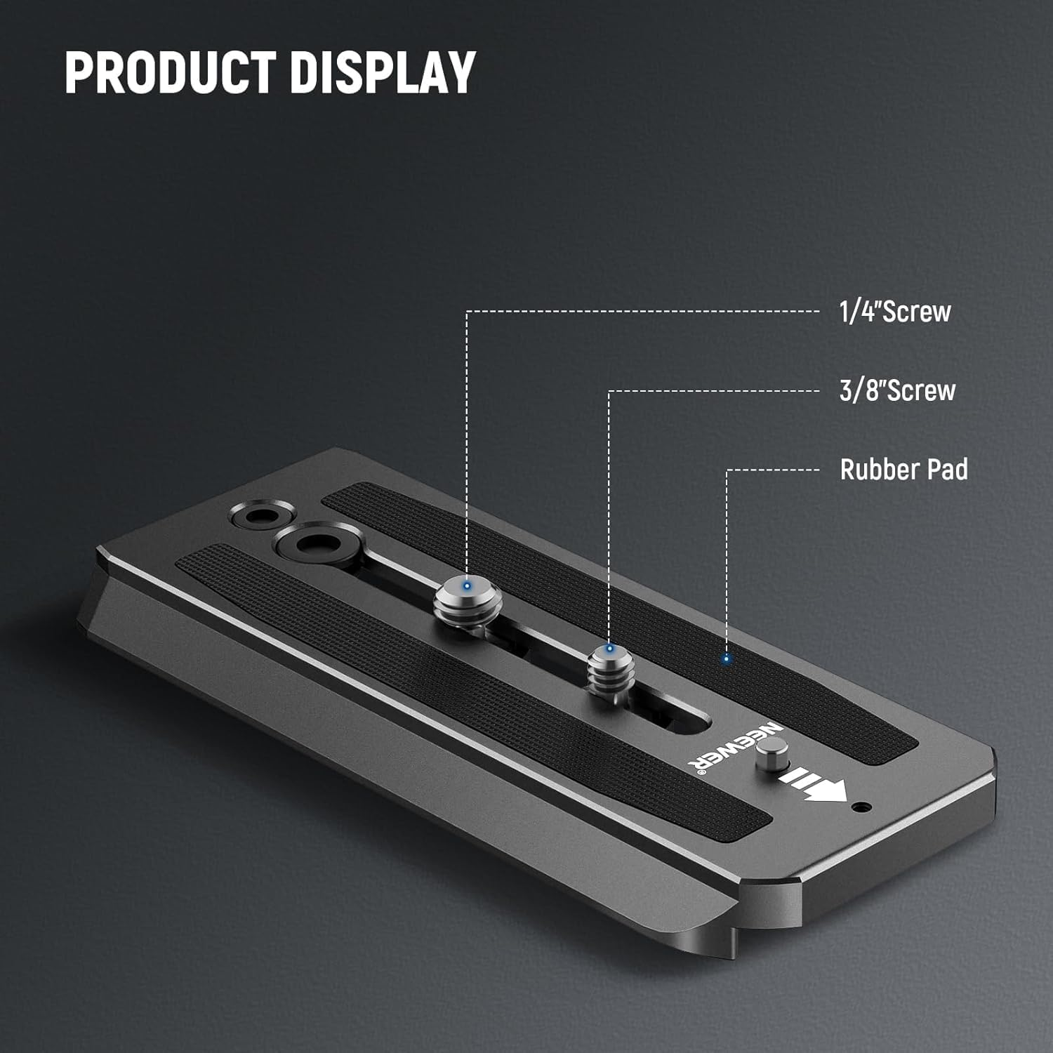 NEEWER 501PL Tripod Fluid Head Quick Release Plate Compatible with MVH500AH MVH502AH, Camera Mounting Plate with 1/4" and 3/8" Screws, anti off Pin for GM001 GM002 GM006 Fluid Heads, QR5 image number 1