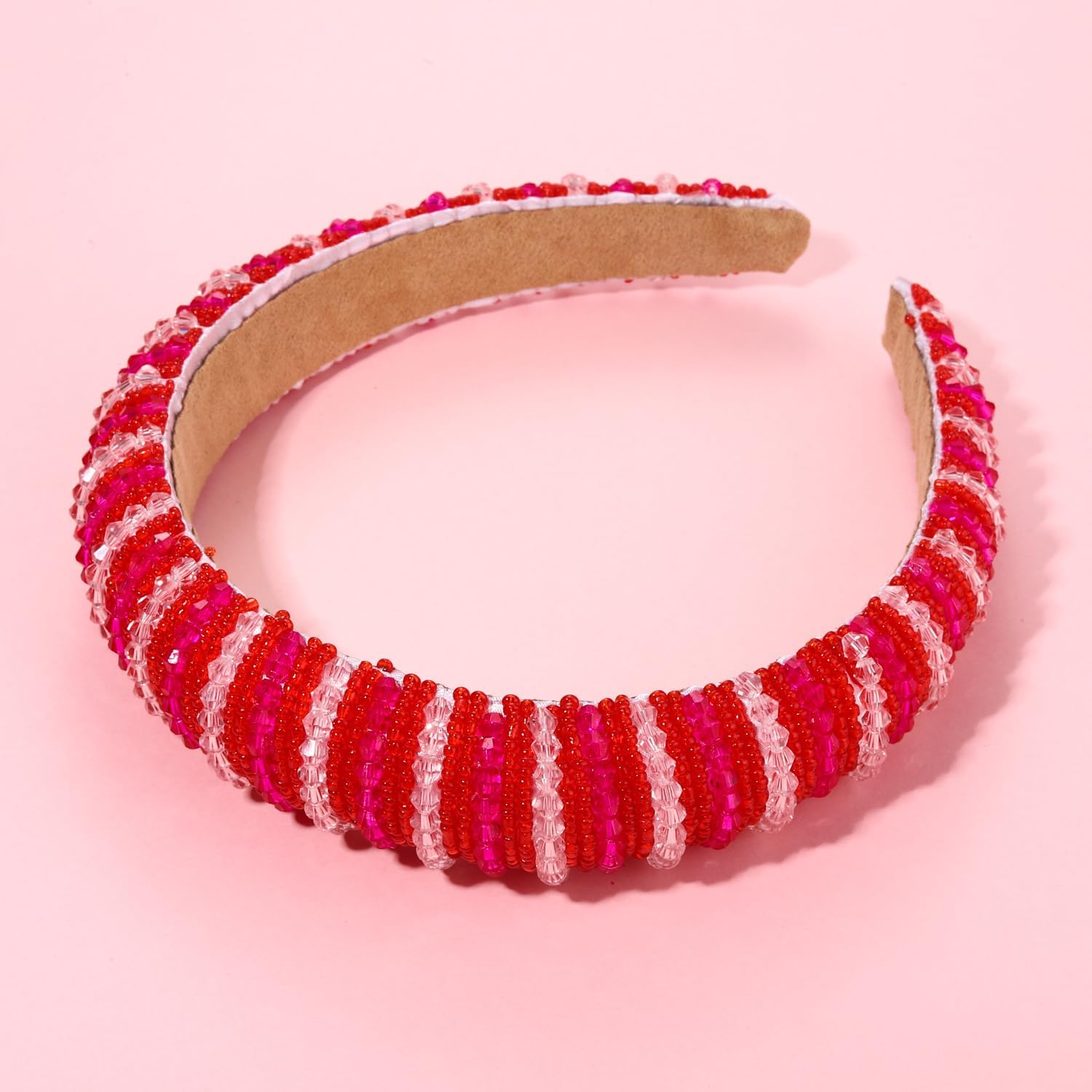 NVENF Valentine'S Day Headbands Crystal Rhinestone Padded Headbands for Women Beaded Crystal Embellished Velvet Headband Valentine'S Day Hair Accessory Gifts (Valentine'S 1) - Fall Color image number 4