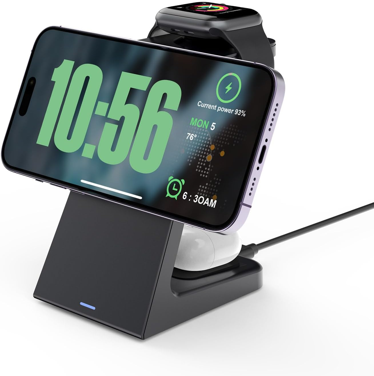 VNBBT 3 in 1 Wireless Charging Station for Mag-Safe, 15W Fast Magnetic Wireless Charger Stand for Iphone 17 Pro Max/17 Air/17/16 Plus/15/14/13/12 Mini,Air Pods,Apple Watch Series, Black image number 2