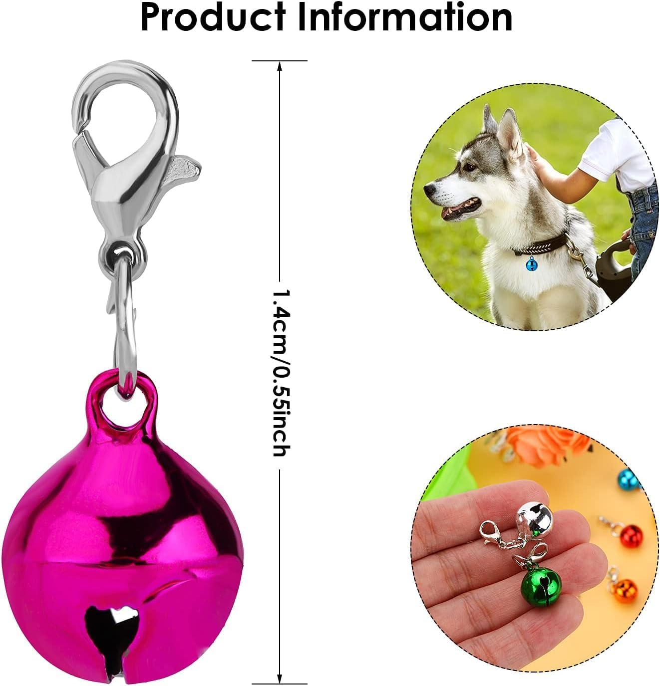 10 Pcs Cat Dog Collar Bells, Jingle Bell for Cat Collar,Dog Collar Charms,Colourful Pet Small Bells with Clasps Collar Accessories,Festival Party DIY Crafts Decoration image number 3