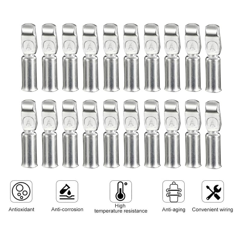Wzenclave 20Pcs Anderson Plug Contacts Pins Lugs Terminals Fast Battery Charging Plug Replacement Terminal Pins for 50Amp Connectors 6 AWG600V Ideal for Solar and Wind Generators Tow Trucks and More image number 5