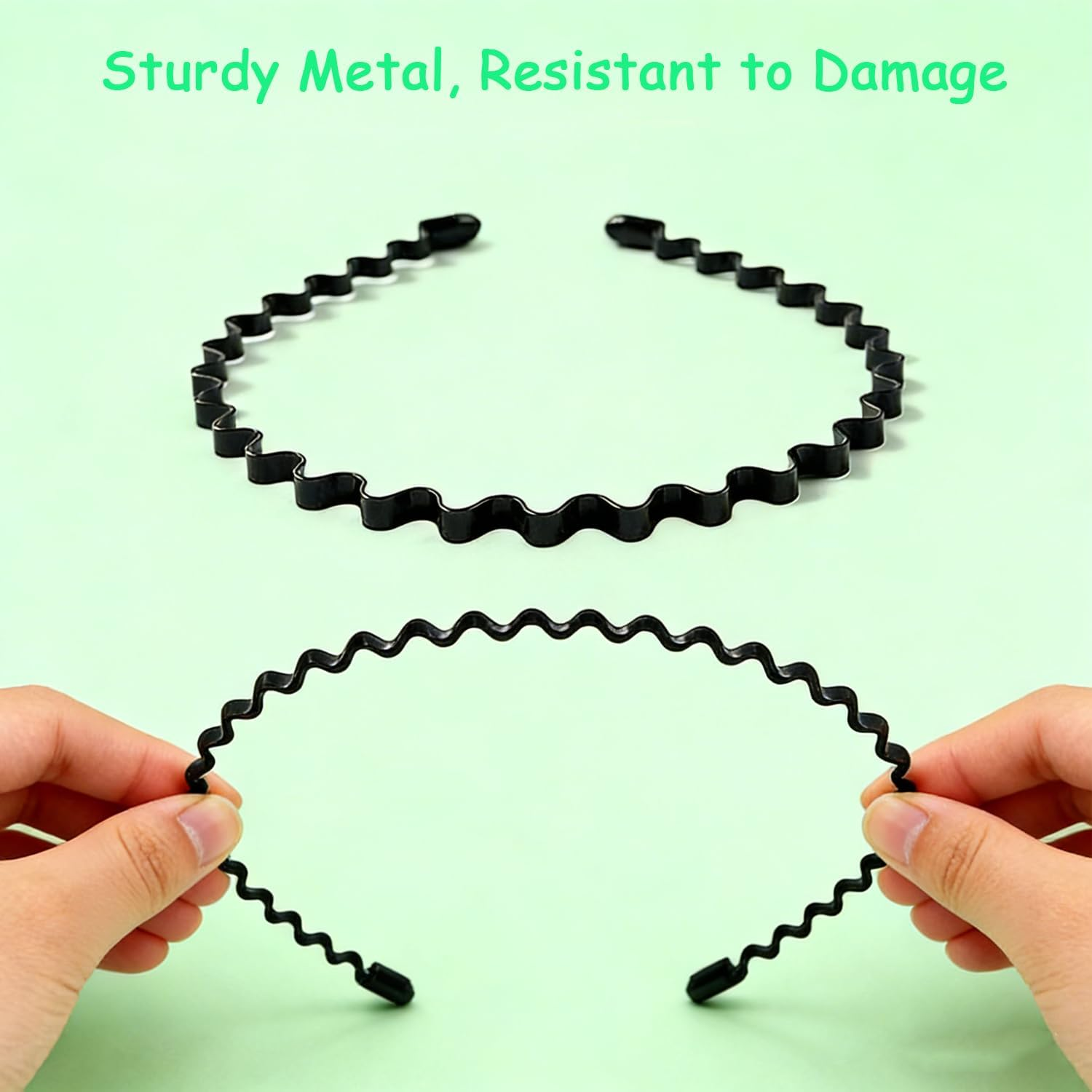 Pack of 6 Metal Headbands, Suiyeejan Headbands, Men Women, Lightweight and Non-Slip Adjustable, Black Metal Headband for Outdoor Sports Yoga image number 2