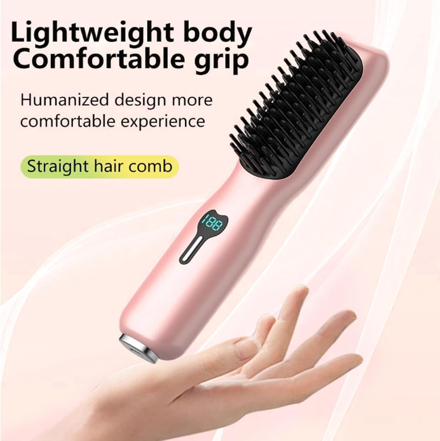 Yosoo Cordless Hair Straightener Comb with Fast Heating, 11 Temperature Adjustment, Portable Antiscald Straightening Brush for Different Hair Types image number 6