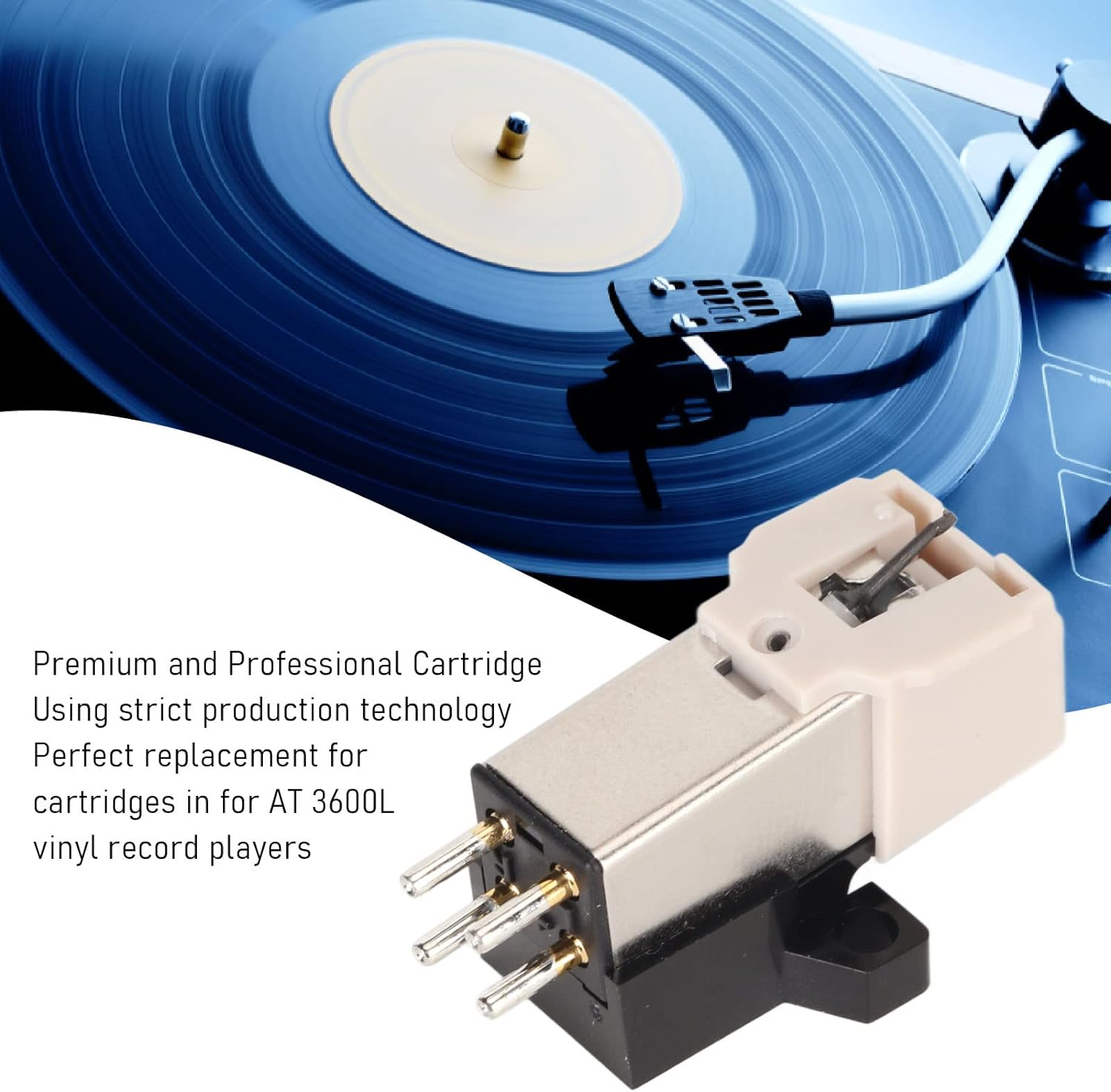 AT-3600L Magnetic Cartridge Stylus, LP Magnetic Cartridge Stylus with LP Needle, High Accuracy Replacement Magnet Turntable Cartridge for Turntable Record Player image number 1