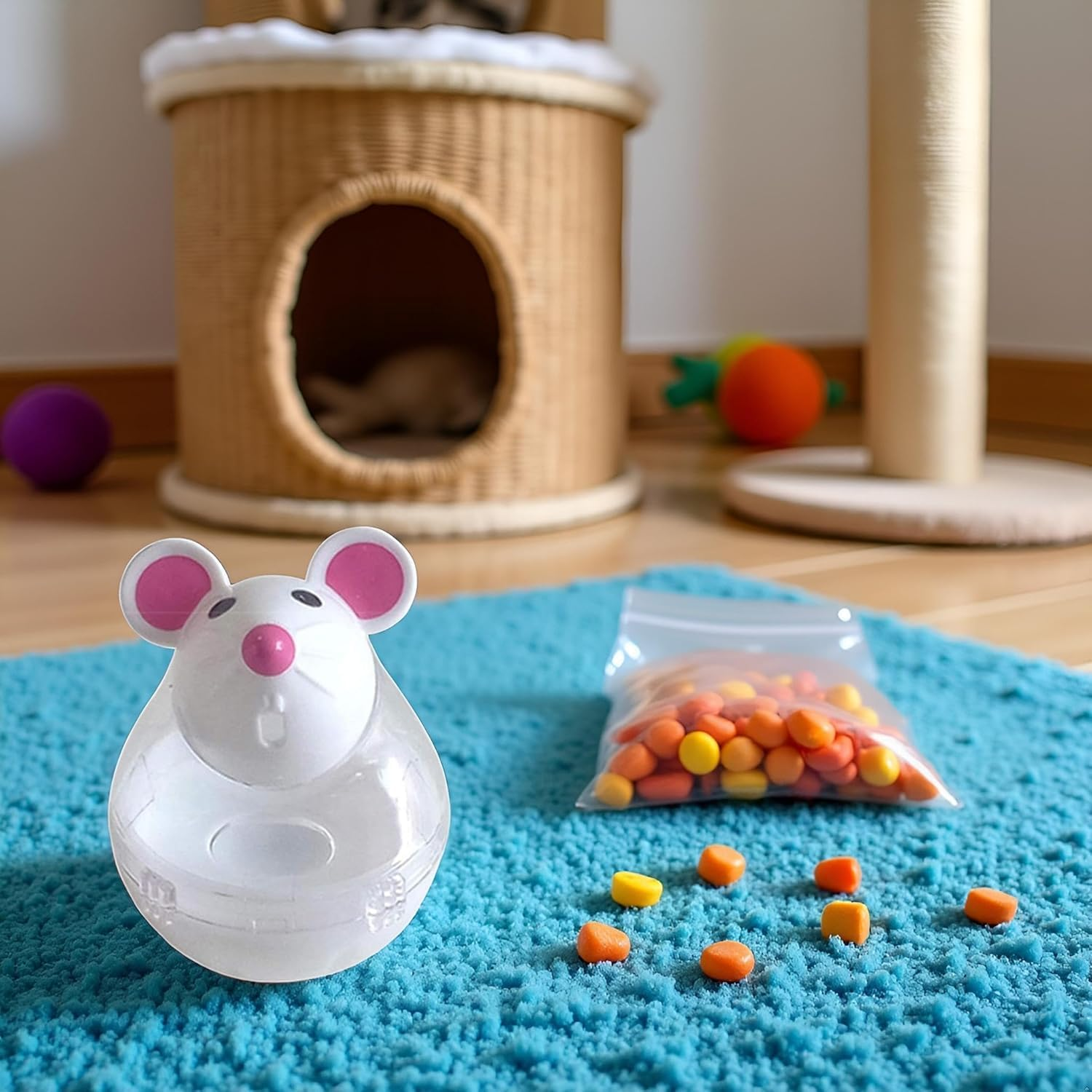 Pchnfei Interactive Cat Toy, Mouse Shape Treat Dispenser, Food Storage Holder for Indoor Cats and Kittens, Cat Mice and Animal Toys for Pets, Increase IQ Interactive image number 4