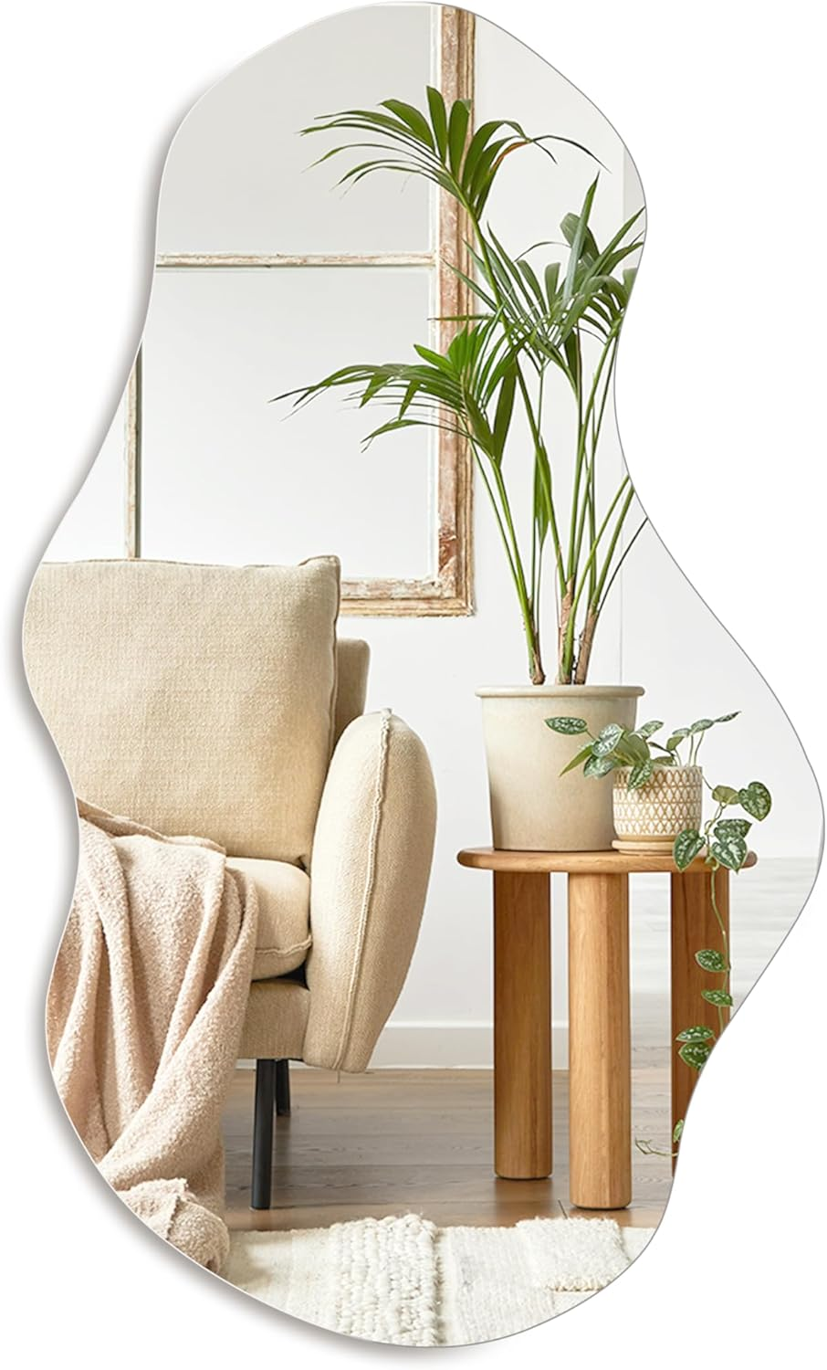 PERFNIQUE Irregular Wall Mirror, 89 X 53Cm Asymmetrical Mirror, Decorative Modern Mirror for Bathroom Bedroom Living Room Entryway, Cloud Frameless Mirror, Wall Mounted Mirror image number 2