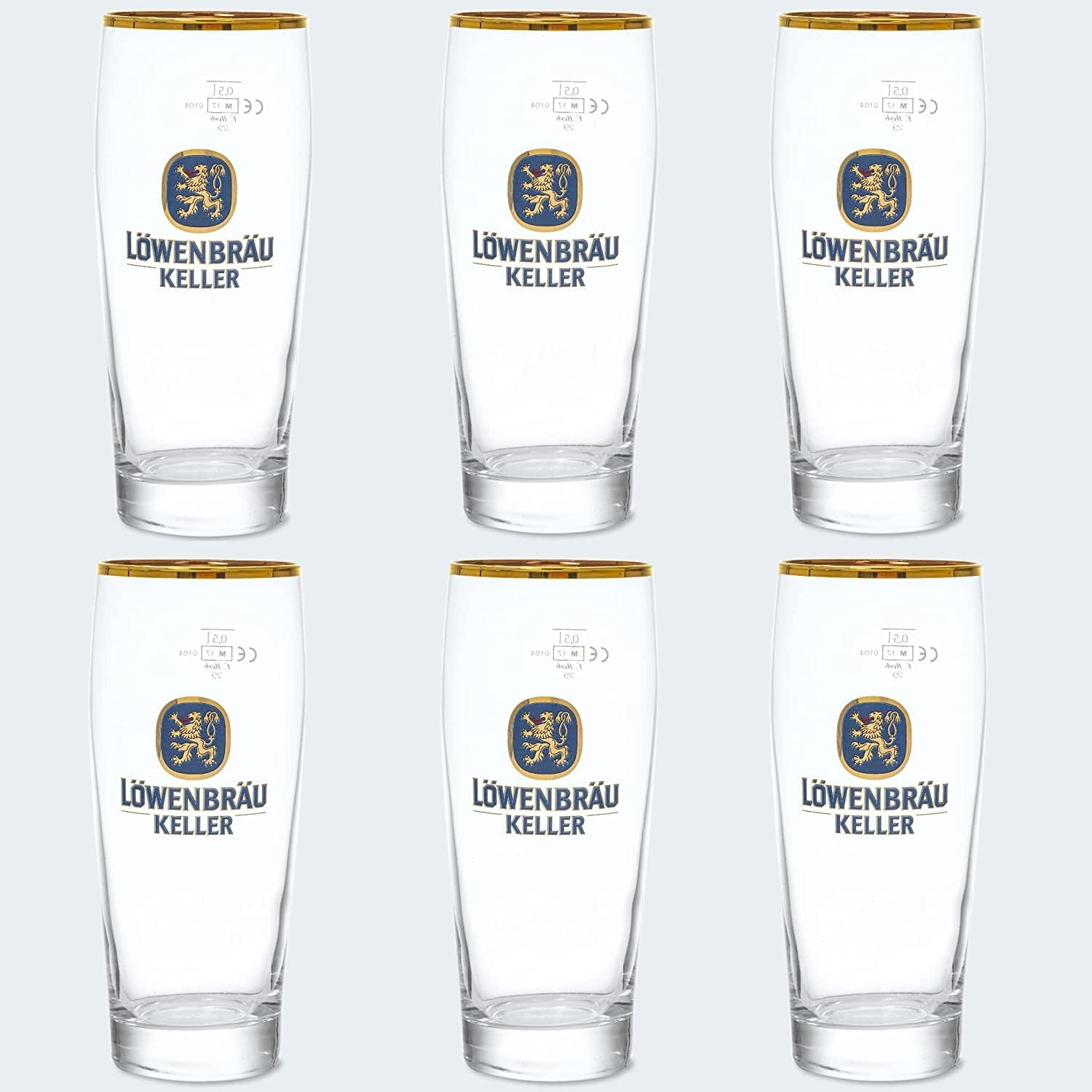 Zum Franziskaner L&ouml;wenbrauu Original Beer Glass | Pack of 6 X 0.5 Litres | Gold Rim | L&ouml;wenbr&auml;ukeller Edition image number 3