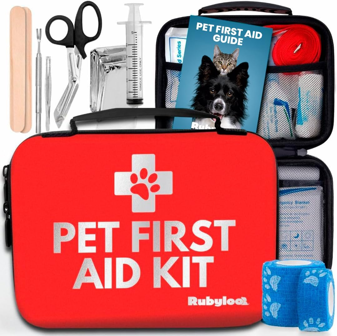 Dog First Aid Kit - Vet Approved Pet First Aid Supplies to Treat Dogs & Cats in an Emergency - Pet First Aid Kit Guide, Tick Remover, Slip Leash & Medical Essentials for Home, Camping, Car, RV, Travel image number 5
