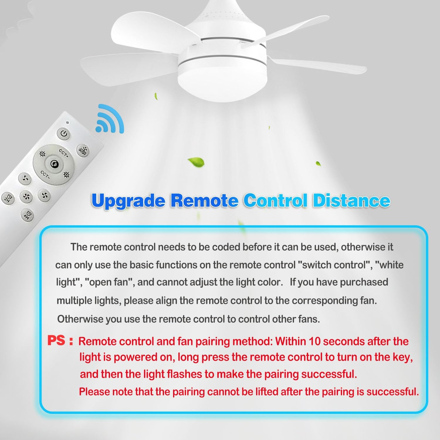 Yaberry Grove Socket Fan Light -18" Ceiling Fan with Light and Remote, E26/E27/B22 Plug in Fan Light Bulb for Bedroom, Kitchen, Living Room, Workshop-3 Color Temperatures, 3 Fan Speeds,2000 Lumens,50W image number 4