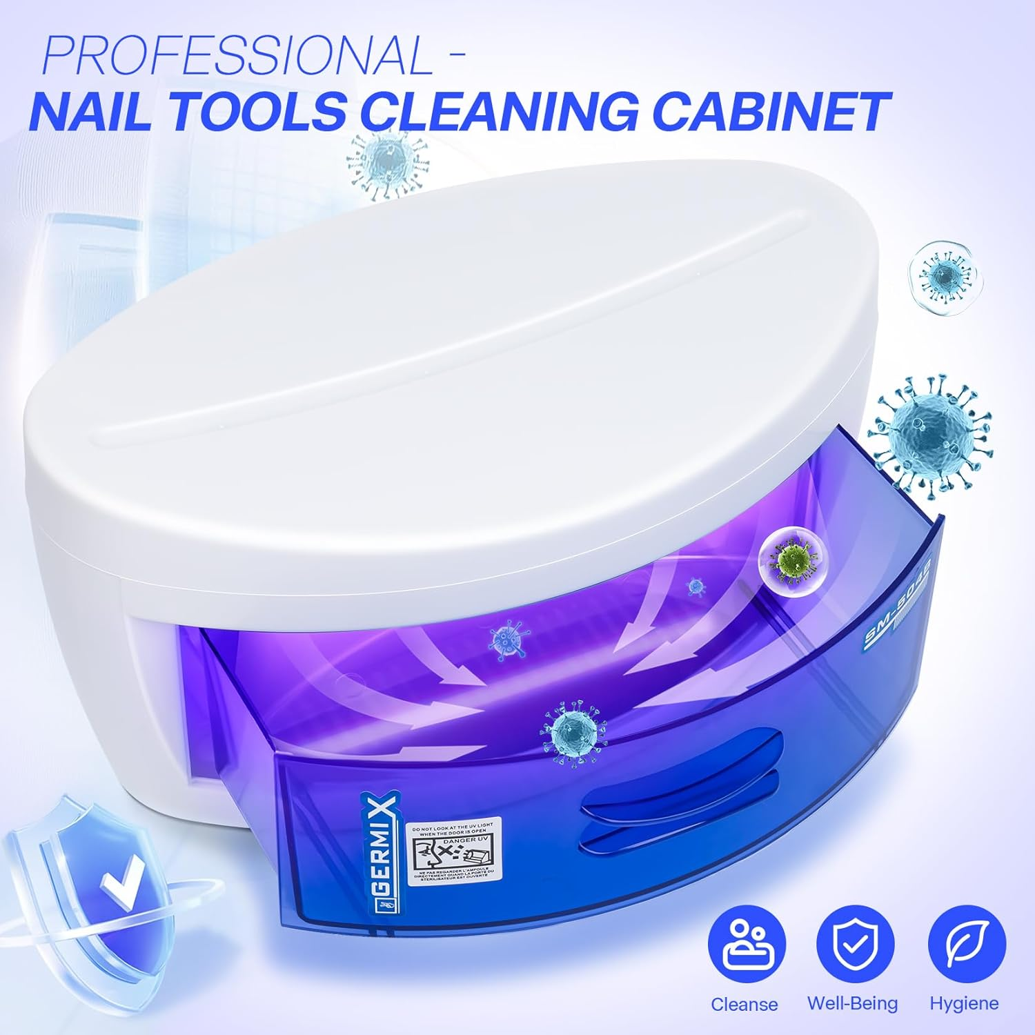 Sterilizer for Nail Tools,Lxiangn Large Capacity 8 W Multipurpose Nail Tools Cleaning Box Nail Sterilizer Cabinet Drawer for Barber Cutting Scissors Nipper Nail Art Tool image number 5