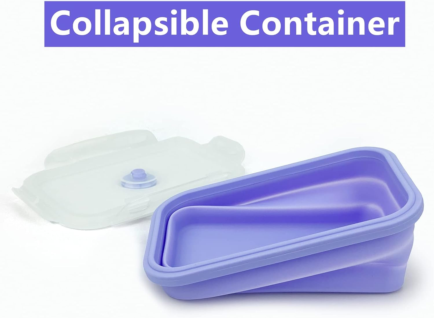 Lunbengo Purple Collapsible Meal Prep Containers Camping Bowls Silicone Bento Box with Airtight Plastic Lid, Microwave Safe, Portable Lunch Container, for Food Storage, Travel and Hiking, 3Pack image number 4