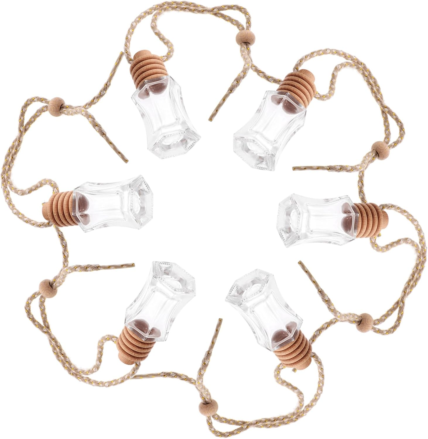 LIFKOME 6Pcs Aromatherapy Essential Oil Pendant Car Hanging Diffuser Bottles Empty Perfume Bottles Glass for Car Air Freshener image number 1