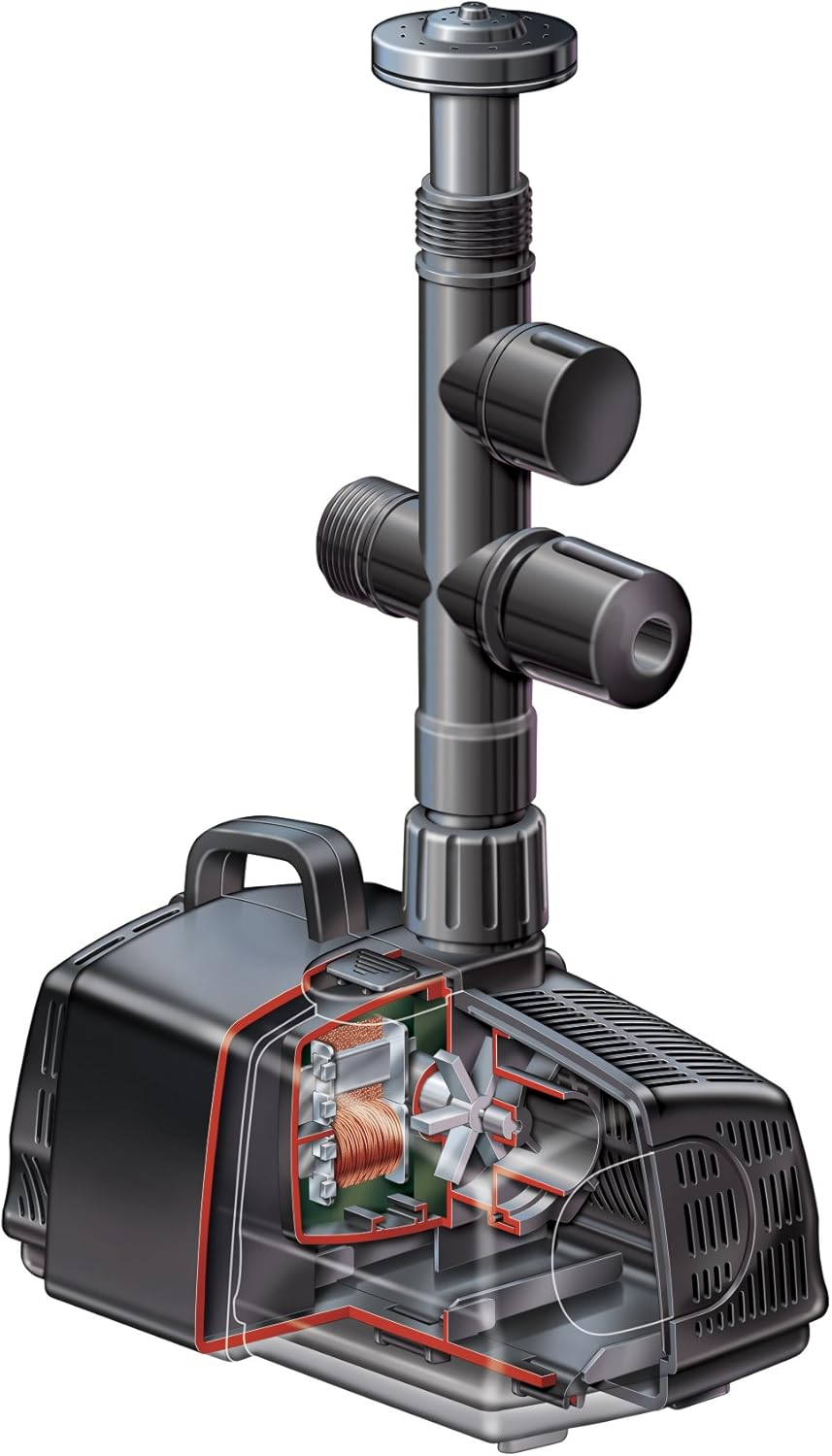 HOZELOCK - Fountain & Cascade Pond Pump 1500 LPH : Ideal for Medium-Sized Ponds, Adjustable Flow Rate and Cascade/Fountain Angle, Anti-Clog Foam Free Inlet Cage Reduces Maintenance [3354B1240] image number 3