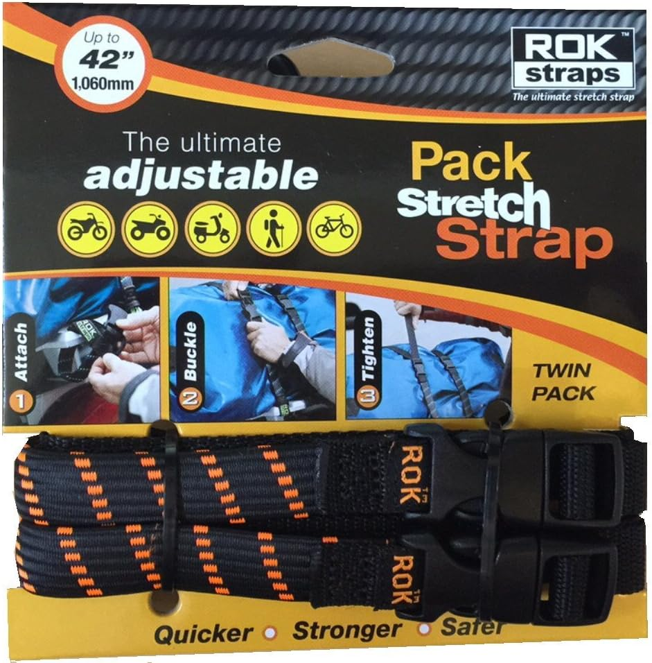 ROK Straps ROK-10306 Black/Orange 12" - 42" Pack Adjustable Stretch Strap image number 1