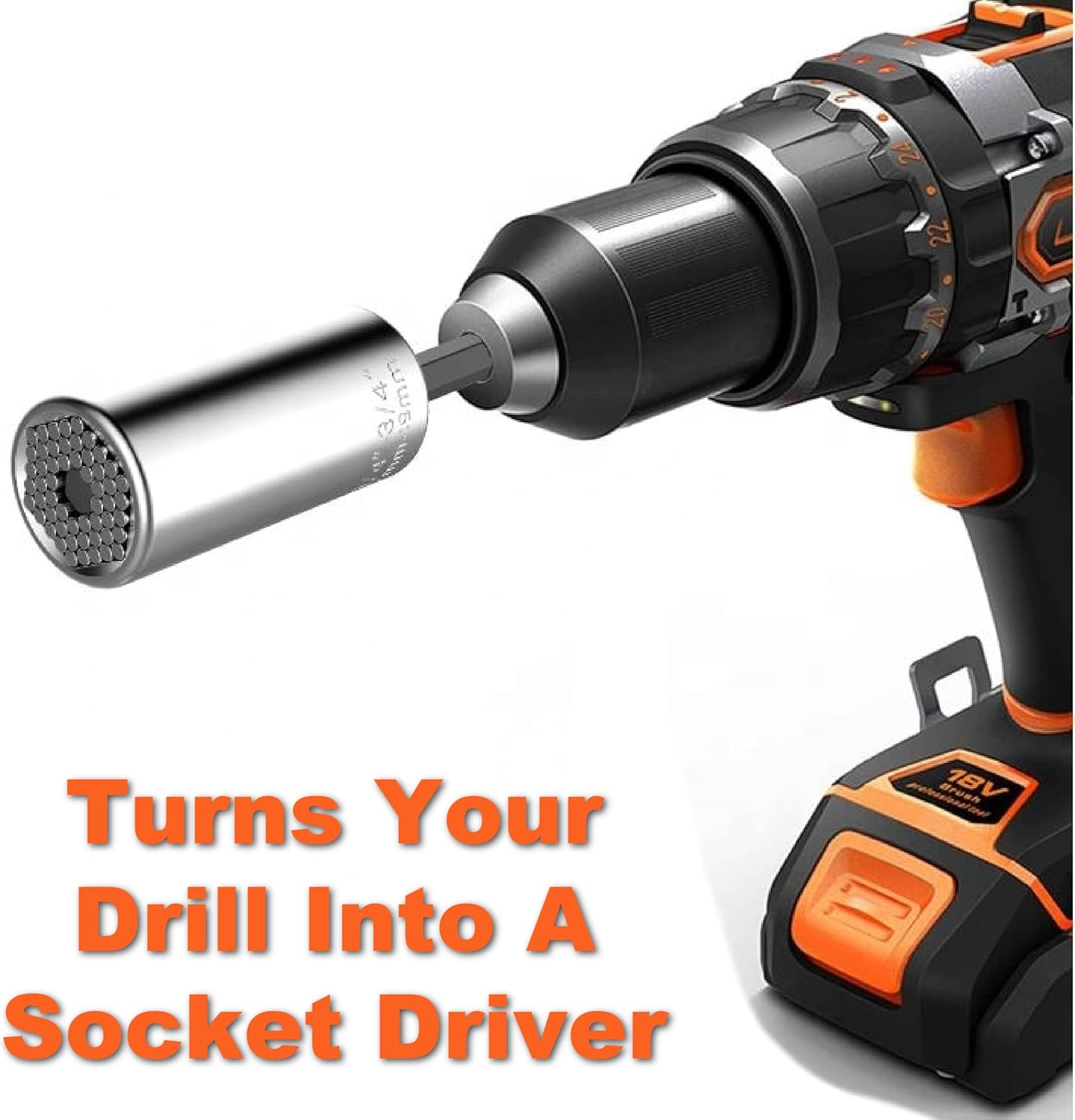 Universal Socket Wrench Set with Power Drill Adapter Fits Most Nuts & Bolts,1/4'' - 3/4'' (7-19Mm) Super Universal Socket Tool Kit Gifts for Men Husband Dad Father DIY Handyman image number 3