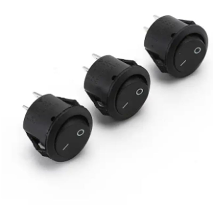 10 PCS round Rocker Switch on Off, Mini Circle Toggle Switch AC 10A/125V 6A/ 250V, 16.5Mm On/Off Button AC Terminal SPST Rocker Switch Waterproof Cap Switcher round Panel Starter Power Switches, KCD1 image number 3