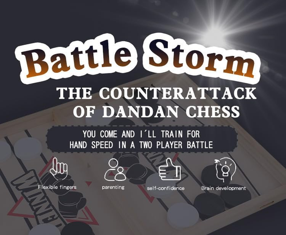 Large Fast Sling Puck Game - Test Your Speed and Accuracy with This Fast Action Super Winner Wooden Air Hockey Board Game - Guaranteed Fun for Family Game Night or Party with Friends image number 5