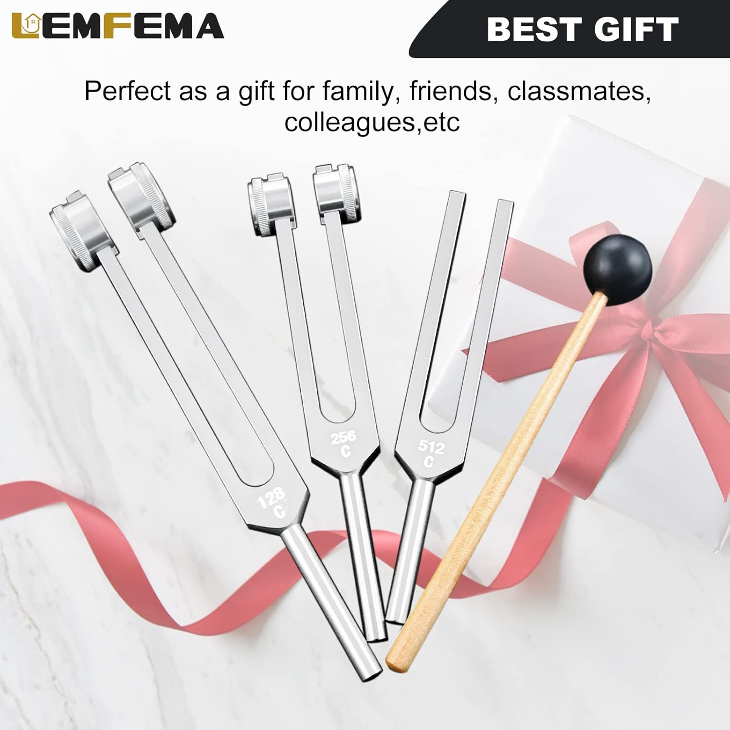 128Hz, 256Hz, 512Hz Tuning Forks for Healing, Chakra Body Tuning Forks Perfect for Sound Set,Musical Instrument, Therapy, for Stress & Sleep, Chakra Balance, Mental Focus, Relaxation image number 3