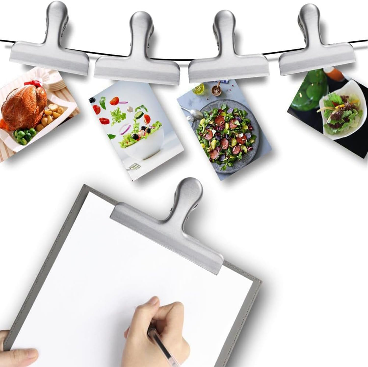 Yharnamite 8 Pcs Stainless Steel Chip Bag Clips, Food Bag Sealing Clips, Heavy Duty Stainless Steel Bag Clips for Coffee, Potato Chips, Snack, Food Packages (Silver) image number 3