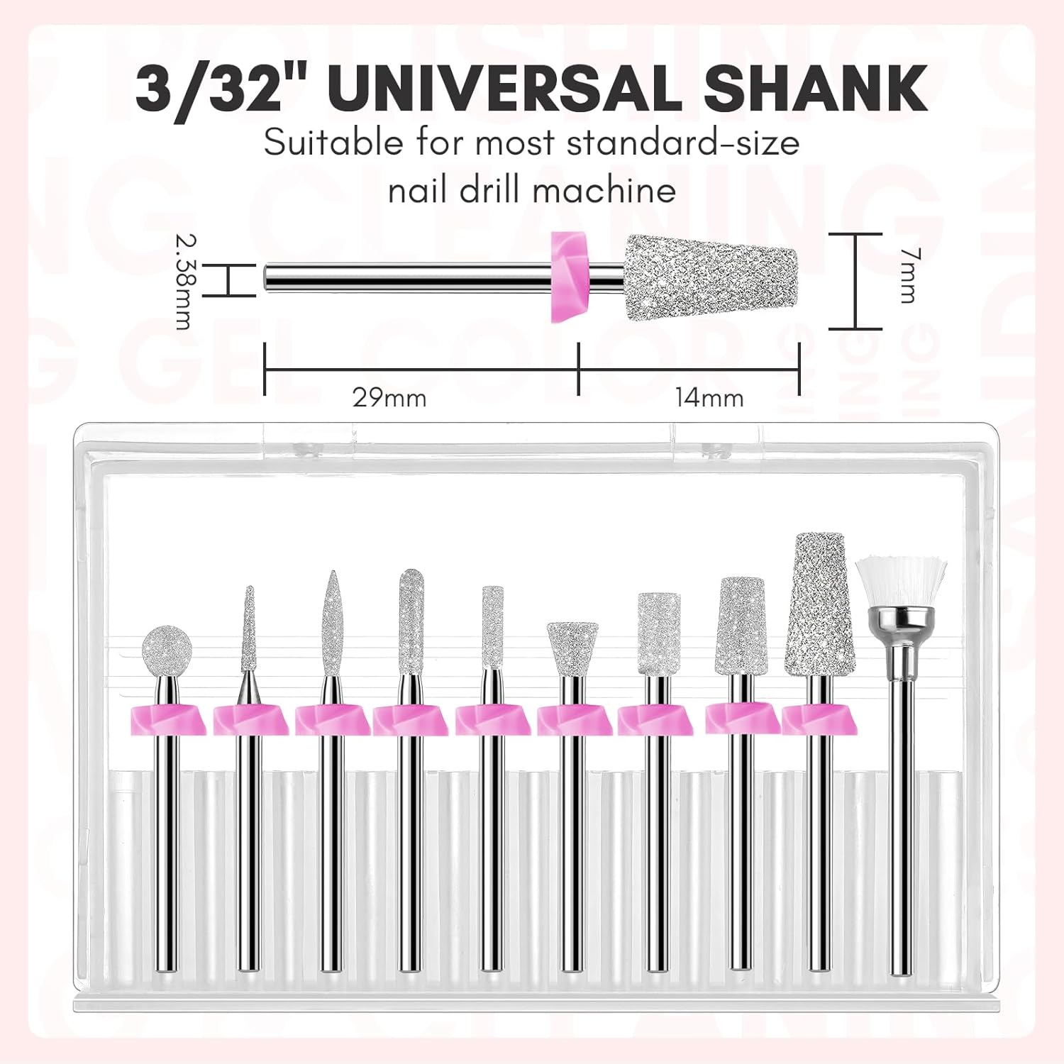Makartt Nail Drill Bits:10Pcs Dimond Sanding Bit Sets for Nail Drill E-File,Upgraded Cuticle Cleaner Nail Bit Kit Tool Bits for Acrylic Nail Art Tools Nails Manicure Nail Prep,Nail Salon Home DIY Use image number 1
