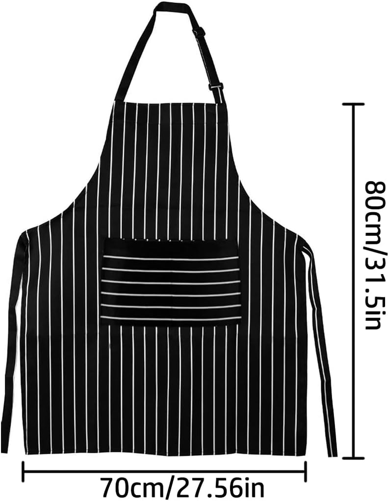 BEZANU Kitchen Cooking Aprons, 2 PCS Unisex Bib Aprons with Pockets for Men, Women, BBQ, Painting, Gardening, Baking (Stripe Style) image number 1
