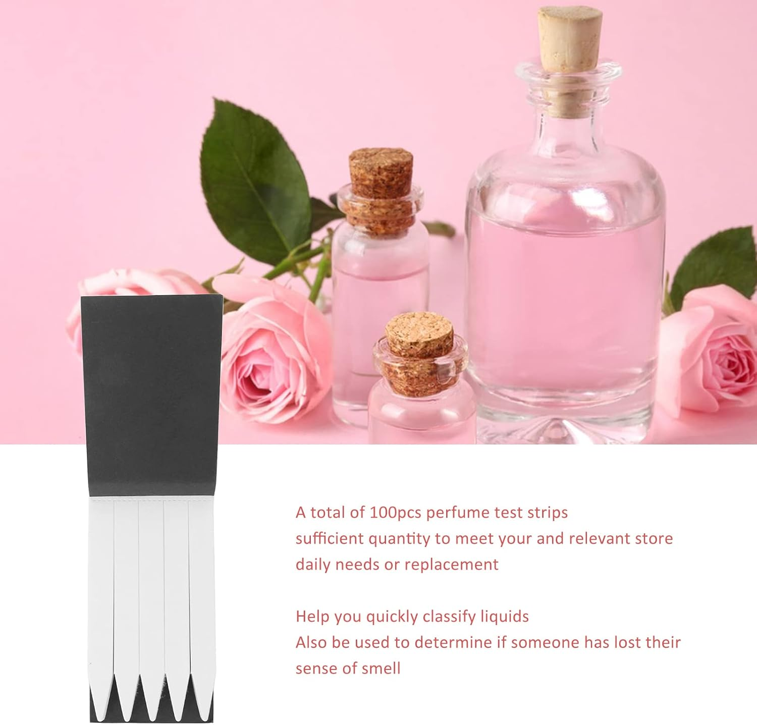 Perfume Paper Test Strips, 100 Pcs Disposable Portable White Essential Oil Scent Paper Test Strips, Tester Paper Strips with Black Cover for Aromatherapy, Testing Fragrance Scent image number 3
