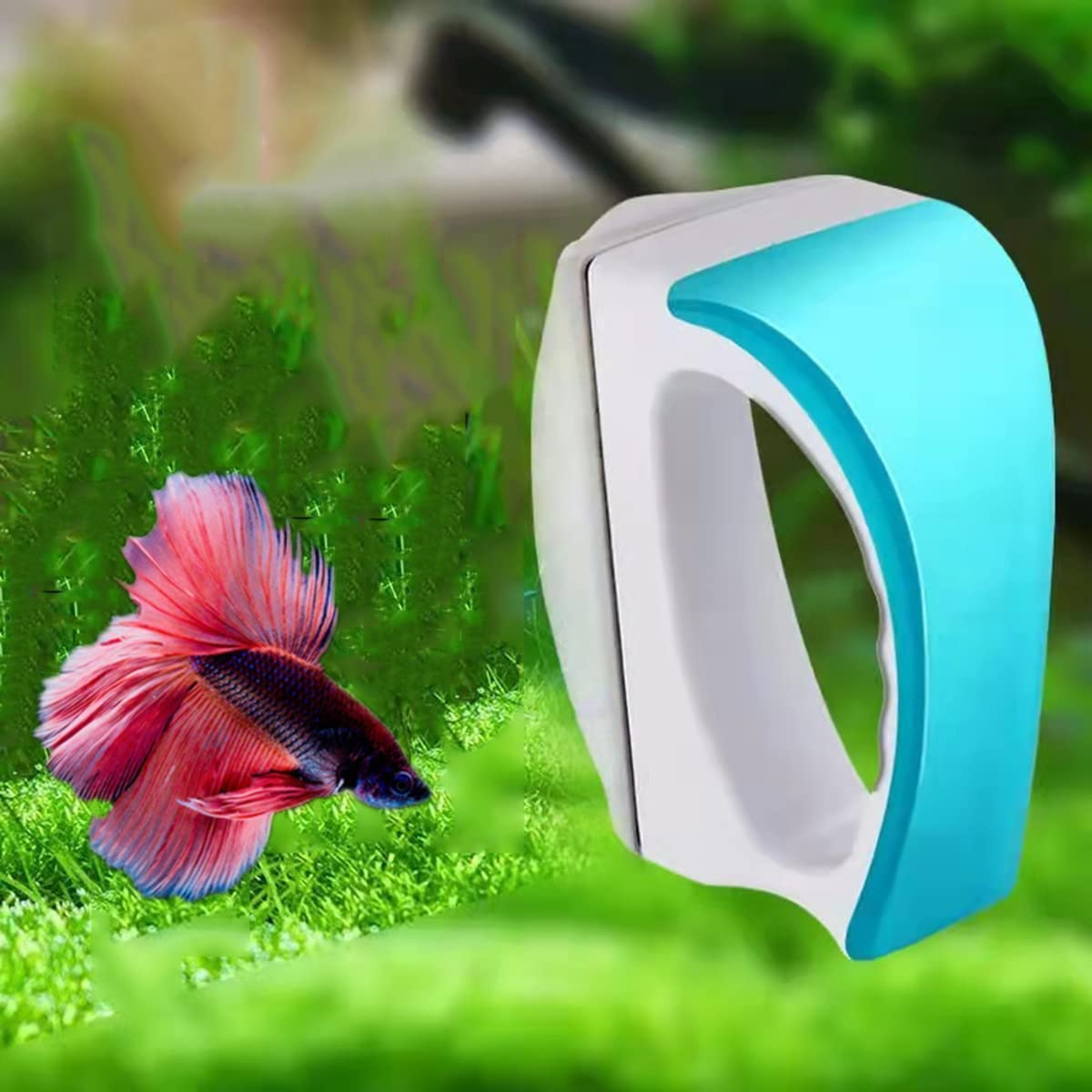 Aquarium Magnetic Scrubber Cleaner, Algae Scrapers Fish Tank Aquatic Algae Cleaning Tool Brush Magnet Scraper with Floating Design (Large) image number 1