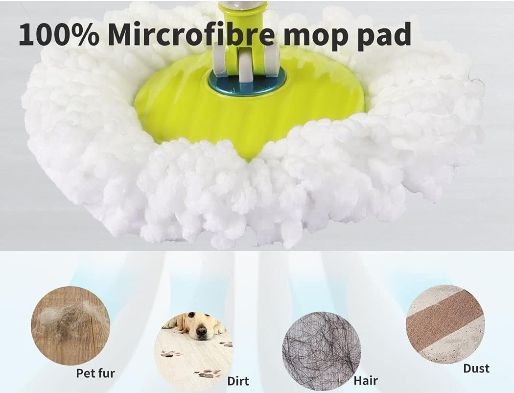 360&deg; Spin Mop Bucket Set Spinning Stainless Steel Rotating Wet Dry Green Green image number 4